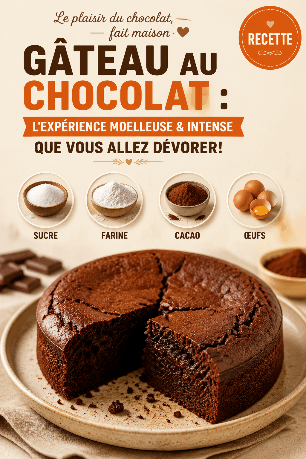GÂTEAU AU CHOCOLAT : L'EXPÉRIENCE MOELLEUSE & INTENSE QUE VOUS ALLEZ DÉVORER!