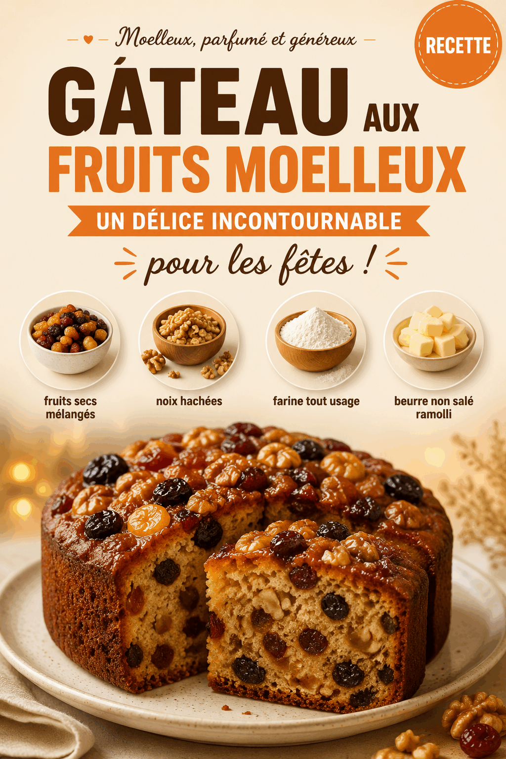 GÂTEAU AUX FRUITS MOELLEUX : UN DÉLICE INCONTOURNABLE POUR LES FÊTES !