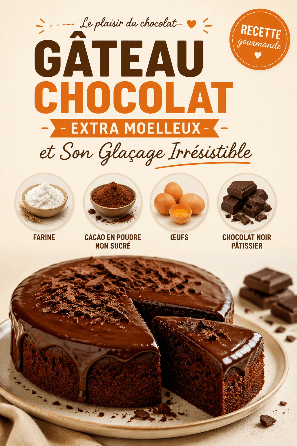 Gâteau Chocolat Extra Moelleux et Son Glaçage Irrésistible