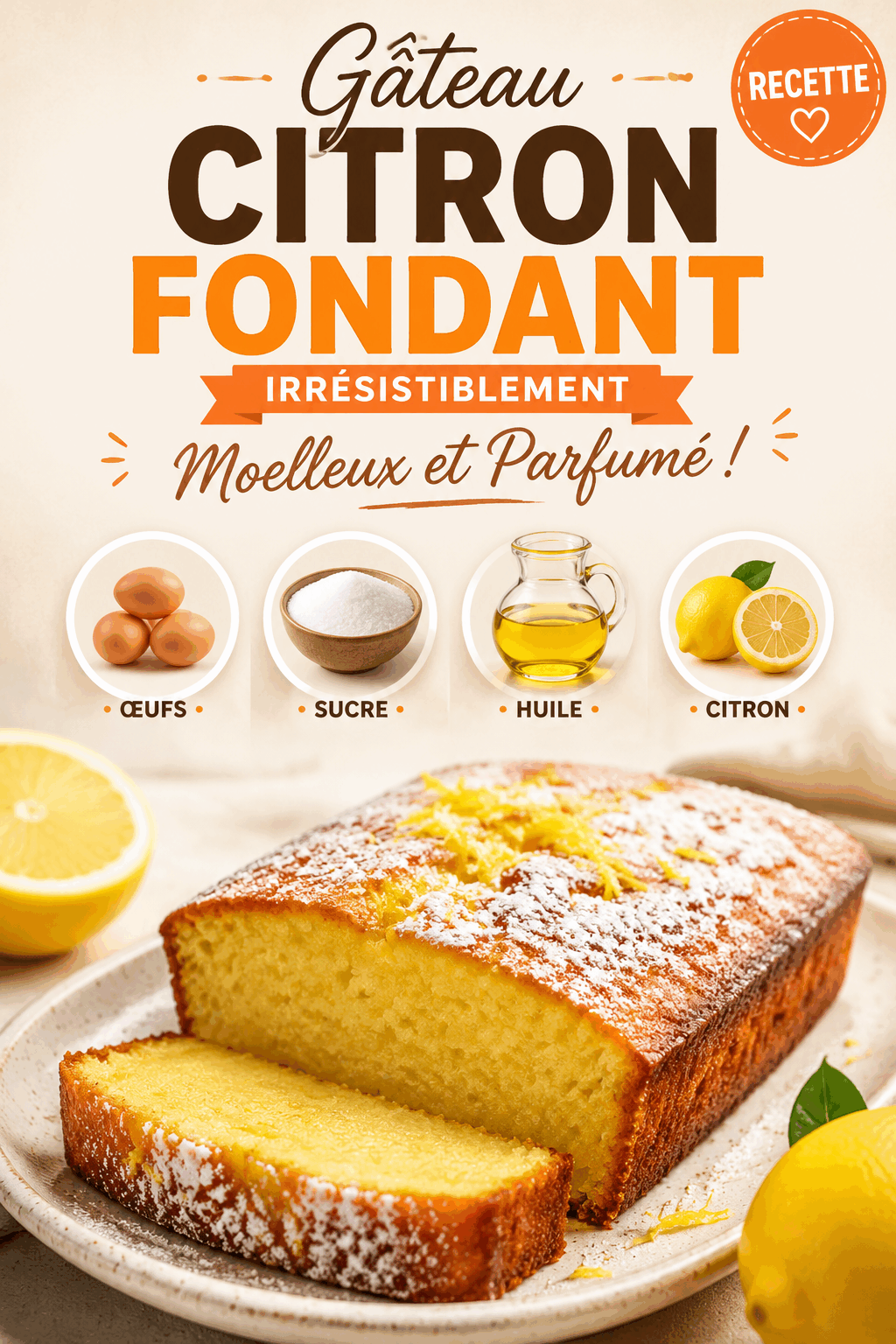 Gâteau Citron Fondant – Irrésistiblement Moelleux et Parfumé !