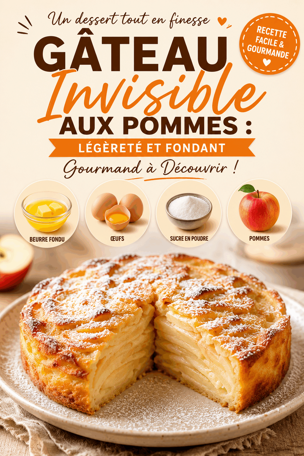 Gâteau Invisible aux Pommes : Légèreté et Fondant Gourmand à Découvrir !