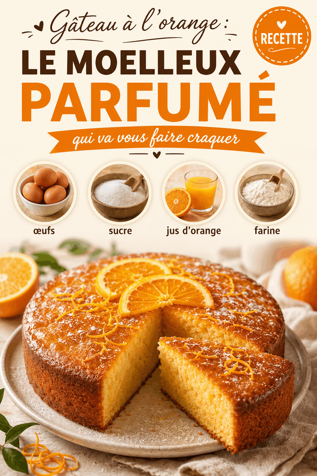 Gâteau à l'orange : le moelleux parfumé qui va vous faire craquer
