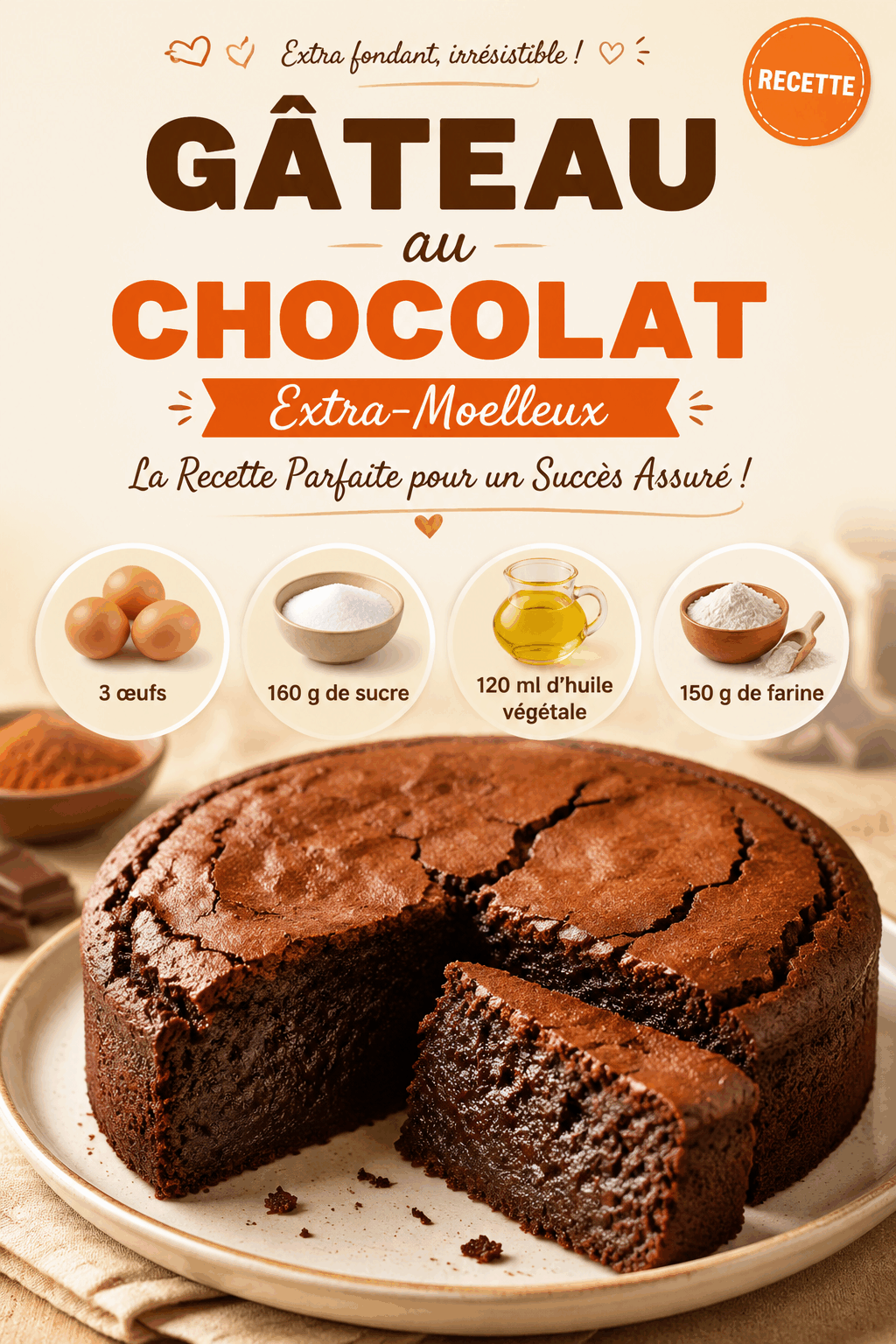 Gâteau au Chocolat Extra-Moelleux : La Recette Parfaite pour un Succès Assuré !