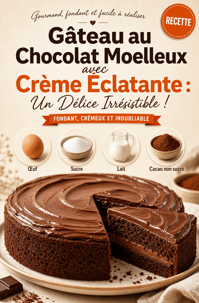 Gâteau au Chocolat Moelleux avec Crème Éclatante : Un Délice Irrésistible !