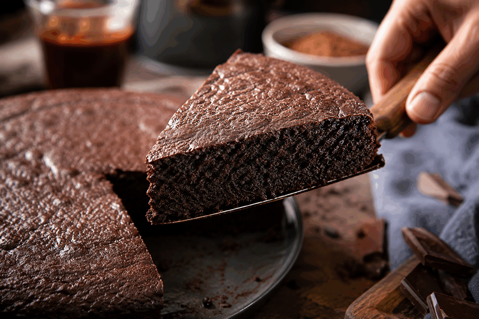 Gâteau au chocolat à l’huile d’olive, sans farine ni gluten, fondant en 5 minutes ! 🔥