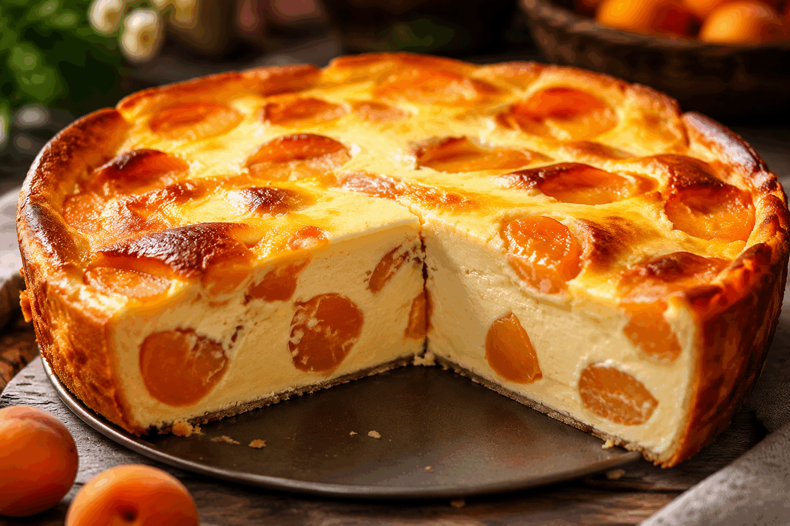 Gâteau au yaourt et abricots sans farine, prêt en 5 minutes et fondant à souhait ✨ Description Ce gâteau est une délicieuse variante légère et moelleuse, préparée sans farine, mettant en valeur la douceur acidulée des abricots. Facile et rapide à réaliser, il est parfait pour une pause gourmande ou un dessert fruité et fondant, idéal en été ou à tout moment de l’année. Informations Temps de préparation : 5 minutes Temps de cuisson : 35 minutes Nombre de portions : 6 Difficulté : Facile Ingrédients Pour la pâte 1 pot de yaourt nature (125 g) 3 œufs 80 g de poudre d’amandes 80 g de sucre en poudre 1 cuillère à café d’extrait de vanille 1/2 sachet de levure chimique (environ 5 g) 50 g d’huile végétale neutre (tournesol ou colza) 1 pincée de sel Pour la garniture 4 abricots frais, coupés en quartiers Préparation Préchauffe le four à 180°C (chaleur traditionnelle). Dans un saladier, verse le yaourt. Utilise le pot vide comme mesure pour les autres ingrédients (sans farine !). Ajoute les œufs, le sucre, l’extrait de vanille et la pincée de sel. Fouette jusqu’à obtenir un mélange homogène. Incorpore la poudre d’amandes et la levure chimique. Mélange délicatement pour bien répartir. Verse l’huile en filet tout en continuant de mélanger pour obtenir une pâte lisse et fluide. Verse la pâte dans un moule à gâteau préalablement beurré ou chemisé de papier cuisson. Dispose les quartiers d’abricots sur le dessus en appuyant légèrement. Enfourne pour 30 à 35 minutes, jusqu’à ce que le gâteau soit doré et que la lame d’un couteau ressorte sèche. Laisse refroidir avant de démouler pour conserver tout son moelleux. Astuces Choisis des abricots bien mûrs mais fermes pour qu’ils tiennent à la cuisson sans se déliter. Pour un parfum plus intense, ajoutez un zeste de citron ou d’orange à la pâte. Ce gâteau se conserve 2 jours au frais, enveloppé d’un film alimentaire pour préserver sa fraîcheur. Remplace la poudre d’amandes par de la poudre de noisettes pour une variante gourmande. Service Servez ce gâteau frais, accompagné éventuellement d’une boule de glace vanille ou d’un peu de crème fouettée pour un dessert raffiné. Il est parfait pour un goûter convivial ou une fin de repas légère et fruitée.