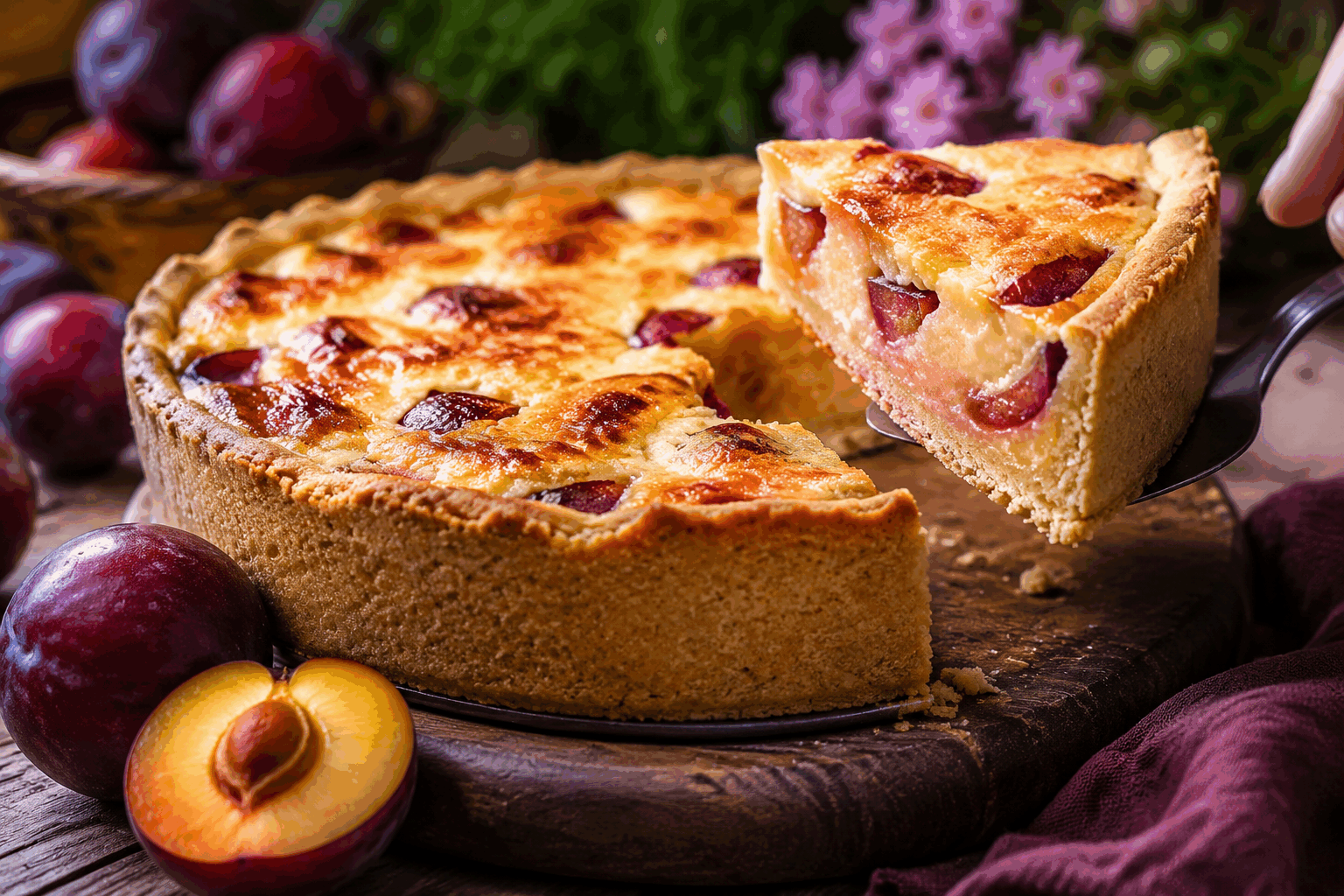 Gâteau aux prunes fondant en 5 minutes, le secret d’une recette toute simple 🍑✨ Description Ce gâteau aux prunes est un dessert moelleux, fondant et délicieusement fruité, parfait pour profiter des saveurs sucrées et acidulées des prunes. Ultra rapide à préparer, il séduit par sa simplicité et sa texture tendre, idéale pour un goûter express ou une fin de repas gourmande. Cette recette conviviale s’adapte à toutes les occasions, du quotidien aux moments plus festifs. Informations Temps de préparation : 5 minutes Temps de cuisson : 35 minutes Nombre de portions : 6 personnes Difficulté : Facile Ingrédients Pour le gâteau 150 g de farine 100 g de sucre en poudre 1 sachet de levure chimique (10 g) 2 œufs 100 ml de lait 80 ml d’huile neutre (tournesol ou colza) 1 pincée de sel 1 cuillère à café d’extrait de vanille (facultatif) Pour la garniture 400 g de prunes mûres (environ 6 à 8 prunes selon taille) 1 cuillère à soupe de sucre roux (optionnel, selon maturité des prunes) Préparation Préchauffe le four à 180°C (chaleur statique). Dans un saladier, mélange la farine, la levure, le sucre et la pincée de sel. Ajoute les œufs un par un en fouettant légèrement. Incorpore progressivement le lait, l’huile et l’extrait de vanille. Mélange jusqu’à obtention d’une pâte lisse et homogène. Lave les prunes, coupe-les en deux, élimine les noyaux puis tranche les moitiés en quartiers. Verse la pâte dans un moule à gâteau (diamètre 22-24 cm) préalablement beurré ou chemisé de papier cuisson. Dispose les quartiers de prunes à la surface en les enfonçant légèrement dans la pâte. Parseme éventuellement d’un peu de sucre roux pour caraméliser à la cuisson. Enfourne pour environ 35 minutes. Vérifie la cuisson en enfonçant la lame d’un couteau : elle doit ressortir sèche. Laisse tiédir avant de démouler et servir. Astuces Choisis des prunes bien mûres mais fermes pour un meilleur équilibre entre sucré et acidulé. Si tu n’as pas de prunes, remplace-les par des pêches ou des abricots pour varier les plaisirs. Ne mélange pas trop la pâte après ajout des liquides pour éviter qu’elle devienne trop dense. Tu peux saupoudrer un peu de sucre glace avant de servir pour une touche déco et douceur. Service Serre ce gâteau tiède ou froid, accompagné d’une boule de glace à la vanille ou d’une cuillère de crème fouettée. Il est parfait pour un goûter familial ou un dessert simple après un repas léger. Sa texture fondante et ses saveurs fruitées raviront petits et grands.
