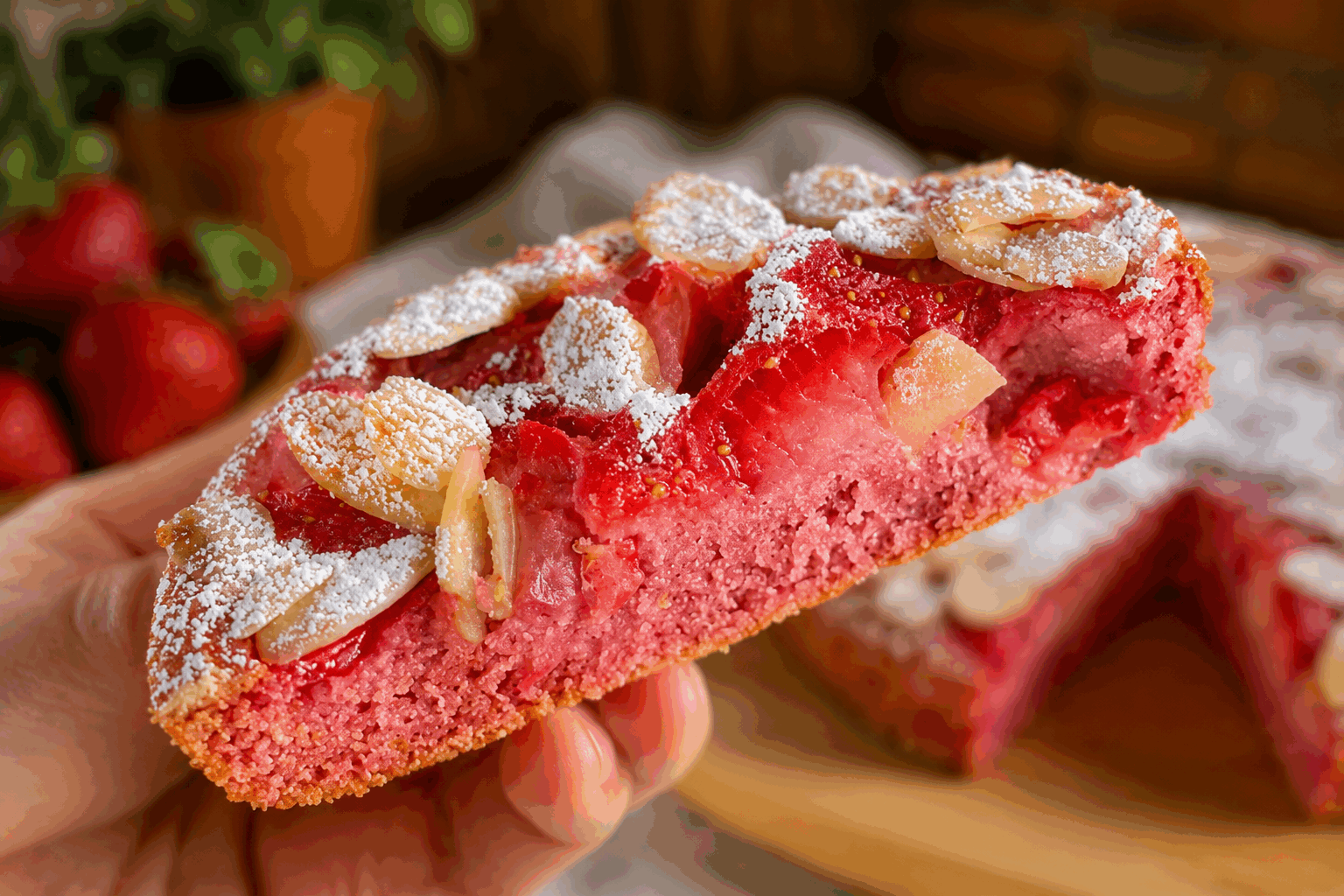 Gâteau citron-fraise sans farine ni œufs, moelleux et prêt en 5 minutes 😍 Description Ce gâteau citron-fraise est une douceur légère et fruitée, parfaite pour les amateurs de desserts sans gluten ni œufs. Sa texture moelleuse et fondante surprend par sa simplicité et sa rapidité de préparation. Idéal pour une collation rapide ou un goûter gourmand, il apporte fraîcheur et éclat grâce au citron et aux fraises. Informations Temps de préparation : 5 minutes Temps de cuisson : 15 minutes Nombre de portions : 6 Difficulté : Facile Ingrédients Pour le gâteau 150 ml de compote de pommes sans sucre ajouté 150 g de yaourt végétal nature (soja, coco, amande...) 100 g de purée d'amande 50 ml de jus de citron frais Le zeste râpé d’un citron bio 150 g de fraises fraîches 60 g de sucre de coco ou sucre complet 1 cuillère à café de levure chimique sans gluten 1 cuillère à soupe de graines de chia ou de lin (optionnel, pour remplacer la texture des œufs) Une pincée de sel Préparation Préchauffe le four à 180°C (chaleur tournante si possible). Si tu utilises les graines de chia ou de lin, mélange-les avec 3 cuillères à soupe d’eau et laisse reposer 5 minutes pour obtenir un gel. Dans un grand bol, verse la compote, le yaourt végétal, la purée d’amande, le jus et le zeste de citron. Ajoute le gel de graines si utilisé, puis mélange bien. Incorpore le sucre, la levure chimique et la pincée de sel. Mélange jusqu’à obtenir une préparation homogène. Lave puis équeutte les fraises, coupe-les en petits morceaux et incorpore-les délicatement à la pâte. Verse la pâte dans un moule à gâteau préalablement huilé ou recouvert de papier cuisson. Enfourne pour 15 minutes environ, jusqu’à ce que le dessus soit ferme et légèrement doré. Vérifie la cuisson en insérant la lame d’un couteau qui doit ressortir sèche. Laisse tiédir quelques minutes avant de démouler et de déguster. Astuces Utilise des fraises bien mûres pour maximiser le goût et la douceur naturelle du gâteau. Si tu n’as pas de purée d’amande, remplace-la par une autre purée d’oléagineux comme la purée de noisette ou de cajou. Le gel de graines de chia ou de lin est facultatif mais apporte de la cohésion et du moelleux à la pâte. Ce gâteau se conserve 2 jours au réfrigérateur, bien emballé dans un film alimentaire. Service Serre ce gâteau citron-fraise tiède ou froid, accompagné d’un thé léger ou d’une infusion fruitée. Il convient parfaitement pour un goûter express ou un dessert léger après un repas estival. N’hésite pas à décorer avec quelques fraises fraîches coupées ou un voile de sucre glace pour une jolie présentation.