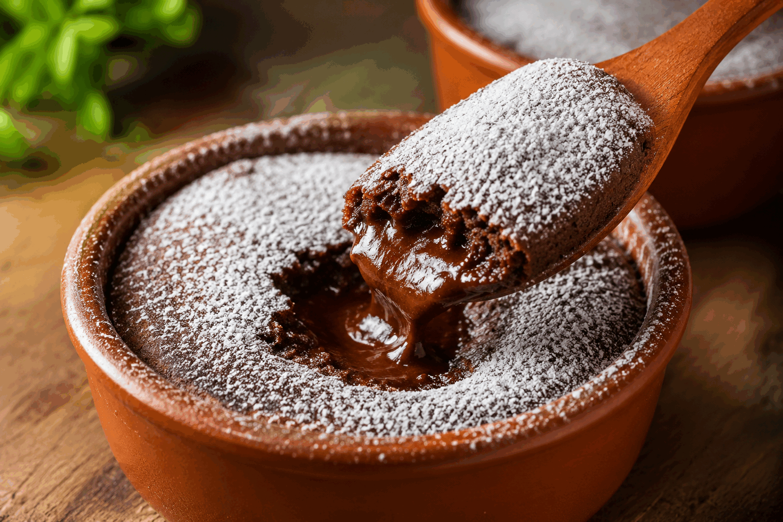 Gâteau coulant au chocolat sans farine en 3 ingrédients, prêt en un éclair 🤎 Description Ce gâteau coulant au chocolat est une gourmandise ultra-rapide, réalisée sans farine pour un dessert fondant et intense en chocolat. Avec seulement trois ingrédients, il allie simplicité et plaisir, parfait pour une envie sucrée de dernière minute. Idéal pour impressionner sans stress lors d’un dîner ou pour un goûter réconfortant. Informations Temps de préparation : 5 minutes Temps de cuisson : 10 minutes Nombre de portions : 4 parts Difficulté : Facile Ingrédients Pour le gâteau 200 g de chocolat noir à pâtisser 100 g de beurre 3 œufs Une pincée de sel (facultatif) Préparation Préchauffe le four à 200 °C (chaleur statique). Fais fondre le chocolat et le beurre ensemble au bain-marie ou au micro-ondes en remuant jusqu’à obtenir un mélange lisse. Dans un saladier, bats les œufs avec la pincée de sel jusqu’à ce qu’ils deviennent légèrement mousseux. Incorpore délicatement le chocolat fondu aux œufs en mélangeant doucement pour garder de l’aération. Verse la préparation dans un moule beurré ou recouvert de papier cuisson, de préférence un moule à gâteau individuel ou un moule de 18 cm de diamètre. Enfourne pour environ 10 minutes. Le gâteau doit être cuit en surface mais encore coulant au centre. Laisse tiédir 5 minutes avant de démouler délicatement. Astuces Utilise un chocolat de bonne qualité à 70 % de cacao minimum pour un goût intense. Ne prolonge pas trop la cuisson pour conserver le cœur fondant, surveille bien le four. Tu peux remplacer le beurre par de la margarine ou de l’huile de coco pour une version sans lactose. Pour varier, ajoute un peu de café soluble ou une pincée de piment d’Espelette dans le chocolat fondu. Service Serre ce gâteau tiède, accompagné d’une boule de glace à la vanille ou d’une crème anglaise pour un mariage parfait des textures. Idéal pour un dessert express en famille ou entre amis, il se déguste rapidement pour savourer tout son fondant.