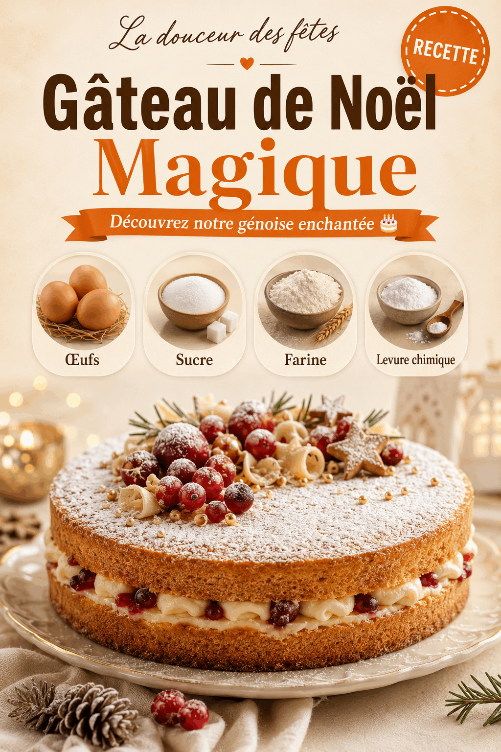 Gâteau de Noël Magique : Découvrez Notre Génoise Enchantée 🎂