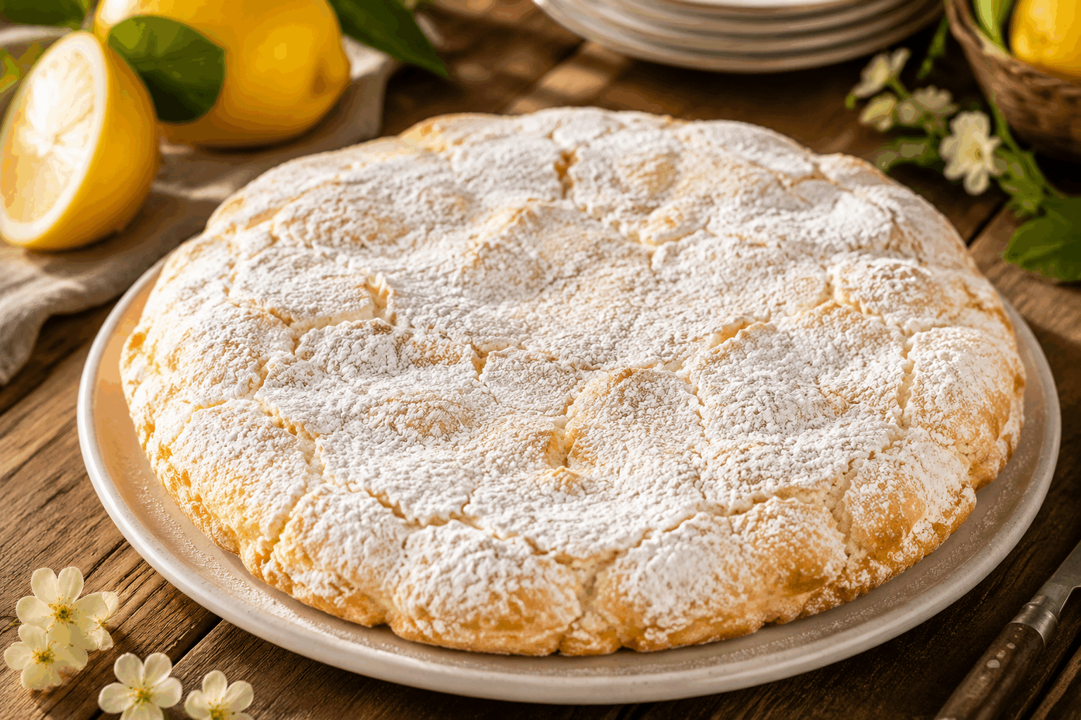 Gâteau sicilien fondant sans farine ni gluten, prêt en 4 ingrédients simples 🍋 Description Ce gâteau sicilien est une douceur fondante et légère, réalisée sans farine ni gluten, mettant en valeur la saveur fraîche et acidulée du citron. Traditionnellement apprécié en Sicile pour ses ingrédients naturels, il se prépare rapidement avec seulement quatre éléments simples. Parfait pour ceux qui recherchent un dessert savoureux et sans gluten, à déguster en toute occasion. Informations Temps de préparation : 10 minutes Temps de cuisson : 35 minutes Nombre de portions : 6 parts Difficulté : Facile Ingrédients Pour le gâteau 200 g d'amandes en poudre 150 g de sucre en poudre 4 œufs 1 citron bio (zeste et jus) Préparation Préchauffe le four à 180°C (chaleur tournante de préférence). Rince le citron sous l'eau chaude, puis râpe finement le zeste. Presse le jus du citron et réserve. Sépare les blancs des jaunes d’œufs. Dans un saladier, fouette les jaunes avec le sucre jusqu’à obtenir un mélange pâle et mousseux. Ajoute les amandes en poudre, le zeste et le jus de citron, puis mélange délicatement pour incorporer tous les ingrédients. Monte les blancs d’œufs en neige ferme avec une pincée de sel. Incorpore délicatement les blancs montés à la préparation à l’aide d’une spatule pour ne pas les casser. Verse la pâte dans un moule à gâteau préalablement beurré ou recouvert de papier sulfurisé. Enfourne pendant 30 à 35 minutes. Le gâteau doit être doré mais encore moelleux à l’intérieur. Vérifie la cuisson avec la pointe d’un couteau qui doit ressortir légèrement humide. Laisse tiédir avant de démouler et de servir. Astuces Utilise des amandes en poudre très fines pour une texture plus fondante. Ne mélange pas trop la pâte une fois les blancs incorporés pour garder toute la légèreté du gâteau. Pour un goût encore plus citronné, ajoute un peu plus de zeste sans augmenter la quantité de jus qui pourrait alourdir la pâte. Conserve le gâteau dans une boîte hermétique à température ambiante, il se déguste de préférence dans les 2 jours. Service Servez ce gâteau sicilien fondant accompagné d’un thé vert ou d’un café pour une pause gourmande. Il se prête parfaitement comme dessert léger après un repas ou pour un goûter convivial entre amis ou en famille. Vous pouvez également le décorer d’un léger voile de sucre glace ou de quelques zestes de citron frais pour le rendre encore plus appétissant.