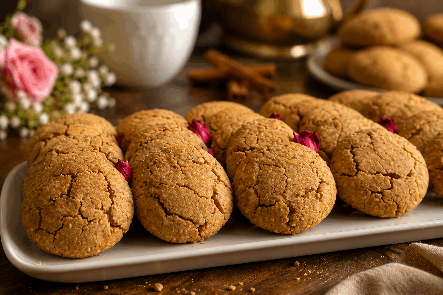 Ghriba marocaine fondante en 5 minutes, la douceur qui fait fondre tous les gourmands ✨ Description La ghriba marocaine est un biscuit traditionnel moelleux et fondant, légèrement sablé, parfumé à la vanille et à la noix de coco. Cette recette express vous permet de préparer ces douceurs en seulement 5 minutes, idéales pour accompagner un thé à la menthe ou pour une pause gourmande à tout moment. Faciles à réaliser, ces biscuits raviront les amateurs de saveurs délicates et réconfortantes. Informations Temps de préparation : 5 minutes Temps de cuisson : 15 minutes Nombre de portions : 20 biscuits Difficulté : Facile Ingrédients Pour la pâte 200 g de farine 100 g de sucre glace 100 g de noix de coco râpée 150 g de beurre fondu 1 œuf 1 cuillère à café d’extrait de vanille 1 pincée de sel 1/2 sachet de levure chimique (environ 5 g) Préparation Préchauffe le four à 180°C (thermostat 6). Dans un saladier, mélange la farine, la levure chimique, la noix de coco râpée, le sucre glace et la pincée de sel. Ajoute l’œuf, le beurre fondu et l’extrait de vanille. Mélange rapidement avec une spatule, puis pétris légèrement à la main jusqu’à obtenir une pâte homogène et malléable. Forme des petites boules de pâte d’environ 25 g chacune, puis aplatis-les légèrement avec la paume de la main. Dispose-les sur une plaque recouverte de papier cuisson en veillant à laisser un peu d’espace entre les biscuits. Enfourne pour 12 à 15 minutes, jusqu’à ce que les ghribas soient légèrement dorées sur les bords, mais encore tendres au centre. Laisse refroidir quelques minutes avant de les déplacer, elles seront encore très fragiles à la sortie du four. Astuces Utilise du beurre fondu tiède, pas chaud, pour ne pas cuire l’œuf dans la pâte. Ne surcuis pas les biscuits pour préserver leur moelleux caractéristique. Pour varier les saveurs, remplace la noix de coco par des amandes ou des graines de sésame grillées. Conserve les ghribas dans une boîte hermétique pour qu'elles restent fondantes plusieurs jours. Service Servez ces ghribas moelleuses à l’heure du thé marocain, accompagnées d’un verre de thé à la menthe fraîche. Elles sont également parfaites pour un dessert léger ou un goûter réconfortant à tout moment de la journée.