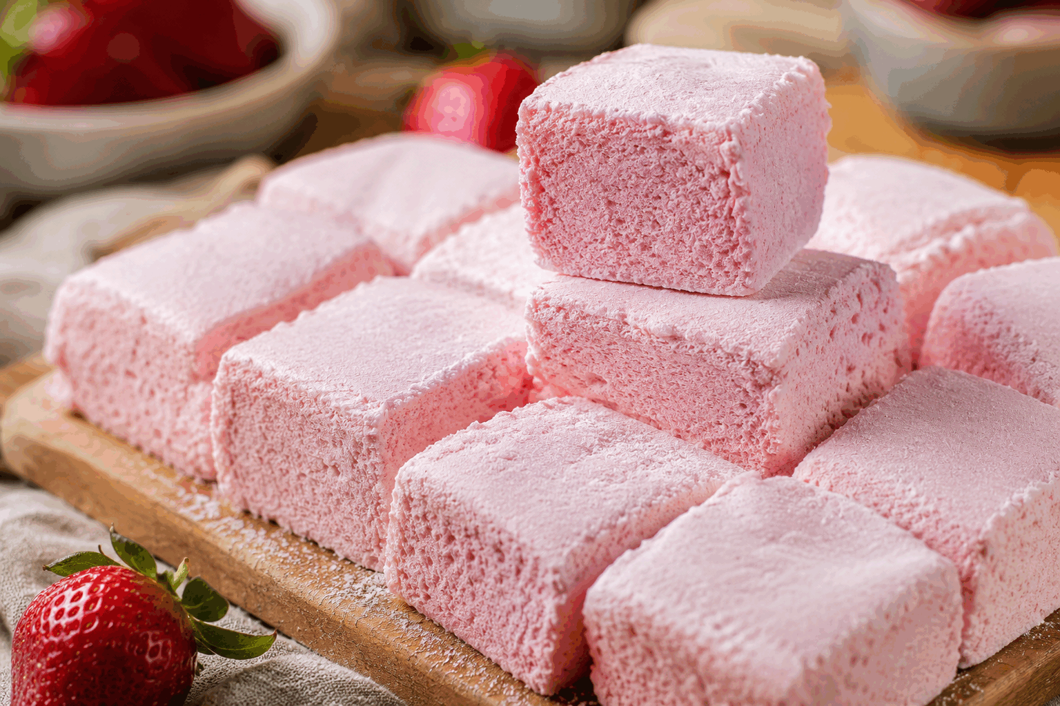 Guimauve maison fruitée : seulement 2 ingrédients et zéro sucre ajouté ! 🔥 Description Cette guimauve maison est une douceur légère et aérienne, réaliste grâce à seulement deux ingrédients naturels sans ajout de sucre. Elle se distingue par une saveur fruitée délicate, parfaite pour un encas sain ou une gourmandise à partager. Idéale pour les amateurs de sucreries naturelles ou pour un dessert simple et original. Informations Temps de préparation : 15 minutes Temps de cuisson : 5 minutes Nombre de portions : 10 pièces Difficulté : Facile Ingrédients Pour la guimauve fruitée 150 g de purée de fruits (mangue, fraise, framboise ou autre fruit au choix, sans sucre ajouté) 6 feuilles de gélatine (soit environ 12 g) Préparation Fais tremper les feuilles de gélatine dans un grand bol d’eau froide pendant 10 minutes pour les ramollir. Chauffe doucement la purée de fruits dans une casserole à feu doux jusqu’à une température d’environ 40-50°C, sans faire bouillir. Essore les feuilles de gélatine et incorpore-les une à une à la purée chaude en mélangeant bien jusqu’à dissolution complète. Verse le mélange dans un bol et fouette vigoureusement avec un batteur électrique pendant 5 à 7 minutes jusqu’à obtenir une mousse ferme et aérienne. Répartis la mousse dans un moule rectangulaire recouvert de papier sulfurisé en lissant bien la surface. Laisse reposer au frais pendant au moins 4 heures, idéalement toute une nuit, pour que la guimauve prenne bien. Découpe en carrés à l’aide d’un couteau humide avant de servir. Astuces Choisis une purée de fruits bien concentrée et sans eau ajoutée pour obtenir une meilleure tenue et un goût intense. Pour une texture encore plus légère, tu peux incorporer délicatement un blanc d’œuf monté en neige avant de verser dans le moule. Conserve les guimauves au frais dans une boîte hermétique pour éviter qu’elles ne collent entre elles. Varie les fruits selon la saison pour créer différentes saveurs naturelles et colorées. Service Sers ces guimauves fruitées en dessert léger ou en petit plaisir à toute heure. Elles accompagnent à merveille un thé ou un café, ou peuvent être décorées de fruits frais ou d’un léger enrobage de poudre de fruits séchés pour encore plus de gourmandise.