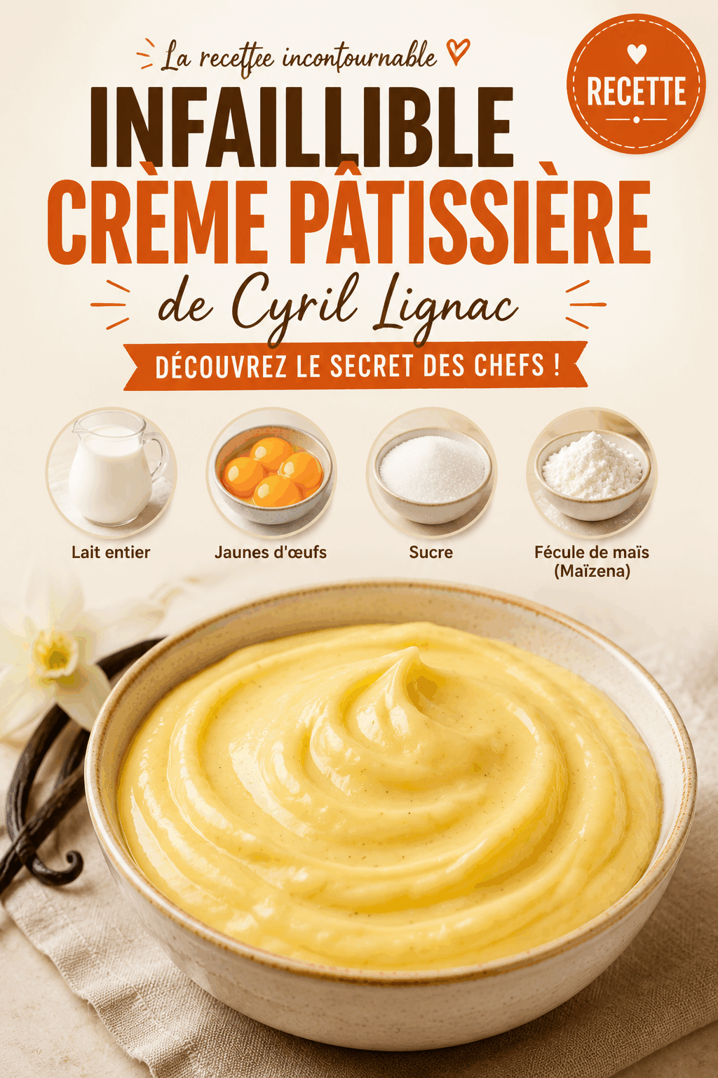 Infaillible Crème Pâtissière de Cyril Lignac : Découvrez le Secret des Chefs !