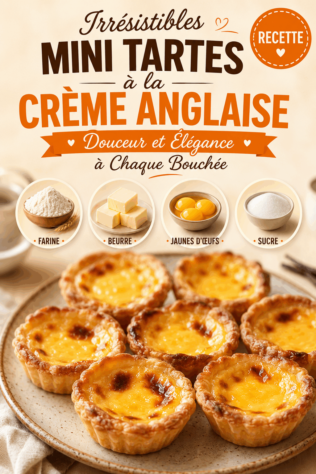 Irrésistibles Mini Tartes à la Crème Anglaise : Douceur et Élégance à Chaque Bouchée