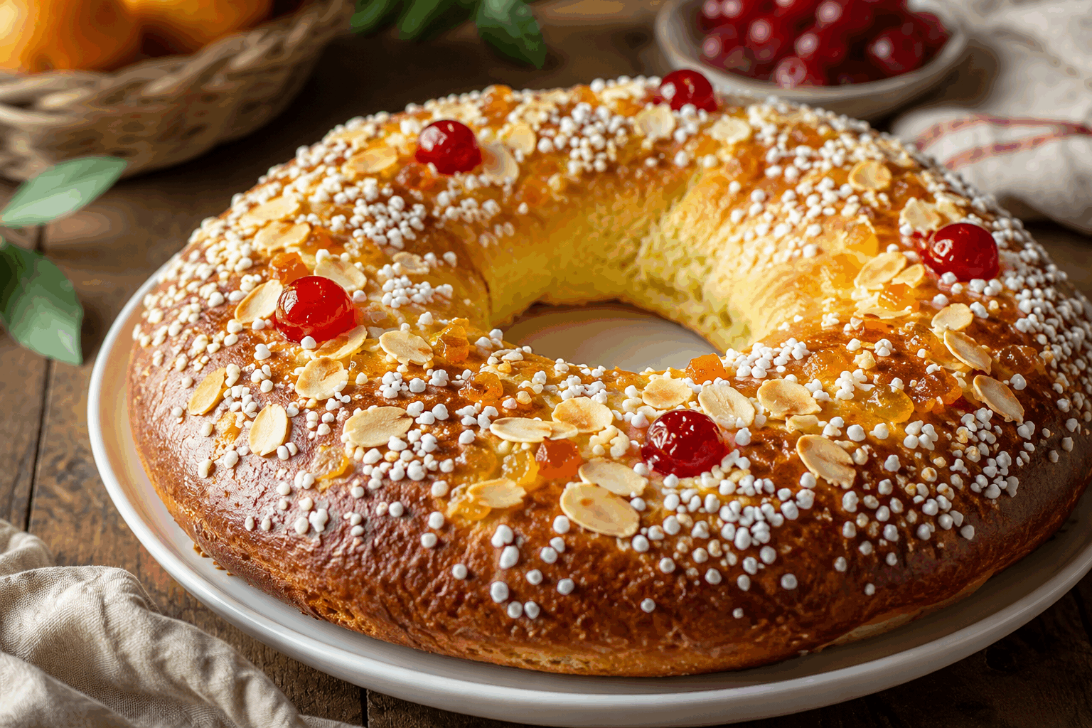 La couronne des rois ultra moelleuse en 5 minutes, un vrai délice à tester ! 🔥😍 Description Cette couronne des rois est une brioche légère et ultra moelleuse, prête en seulement 5 minutes de préparation avant cuisson. Idéale pour l'Épiphanie ou toute occasion gourmande, elle se distingue par sa douceur et son parfum délicat de fleur d'oranger, agrémentée d'une fève cachée pour le plaisir traditionnel. Une recette rapide et savoureuse qui ravira toute la famille ! Informations Temps de préparation : 5 minutes Temps de cuisson : 25 minutes Nombre de portions : 8 personnes Difficulté : Facile Ingrédients Pour la pâte à brioche 250 g de farine de qualité (type T45) 30 g de sucre 1 sachet de levure boulangère instantanée (environ 7 g) 4 g de sel (environ ½ cuillère à café) 3 œufs moyens 100 g de beurre à température ambiante 3 cuillères à soupe de lait tiède (environ 45 ml) 1 cuillère à soupe d’eau de fleur d’oranger 1 fève pour la tradition Pour la finition 1 jaune d'œuf pour la dorure 30 g de sucre perlé (optionnel) Quelques amandes effilées (optionnel) Préparation Délaye la levure dans le lait tiède pendant 5 minutes. Dans un grand saladier ou la cuve d’un robot, verse la farine, le sucre et le sel. Ajoute les œufs puis la levure délayée et l’eau de fleur d’oranger. Pétris la pâte jusqu’à obtenir une boule homogène. Incorpore le beurre ramolli en morceaux, pétris à nouveau jusqu’à ce que la pâte soit lisse et légèrement collante. Couvre la pâte d’un linge propre et laisse lever dans un endroit tiède pendant environ 1 heure ou jusqu’à ce qu’elle double de volume. (Pour aller plus vite, place-la dans un four à 30°C éteint.) Une fois la pâte levée, dégaze-la doucement avec le poing, puis forme une longue pâte en boule allongée. Enroule-la pour former un anneau sur une plaque recouverte de papier sulfurisé. Glisse la fève sous la pâte ou dans l’anneau avant de refermer complètement la couronne. Laisse reposer encore 20 minutes pour une légère seconde pousse. Préchauffe le four à 180°C (chaleur tournante). Badigeonne la couronne avec le jaune d'œuf battu pour obtenir une belle dorure. Saupoudre de sucre perlé et d’amandes effilées si désiré. Enfourne pour 25 minutes environ, jusqu’à ce que la couronne soit bien dorée et cuite à cœur. Laisse refroidir sur une grille avant de déguster pour préserver le moelleux. Astuces Utilise toujours des ingrédients à température ambiante pour faciliter le pétrissage et la levée. Si tu n’as pas de fleur d’oranger, remplace par de l’extrait naturel de vanille ou un zeste d’orange pour varier les parfums. Pour garder la brioche moelleuse plus longtemps, conserve-la dans une boîte hermétique à température ambiante. Pour vérifier la cuisson, pique la brioche avec la lame d’un couteau, elle doit ressortir sèche. Service Servez cette couronne des rois légèrement tiède ou à température ambiante, accompagnée d’un bon chocolat chaud ou d’un café. Parfaite pour un petit-déjeuner festif, un goûter convivial ou toute célébration où la tradition de l’Épiphanie est à l’honneur.