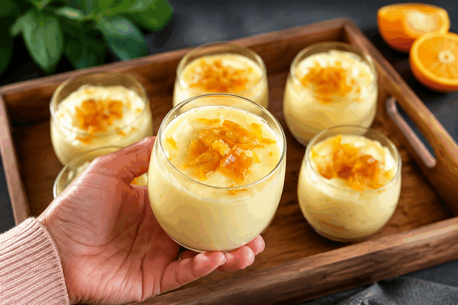 La mousse à l'orange légère comme un nuage, prête en 5 minutes seulement 😍✨ Description Cette mousse à l'orange est un dessert aérien et rafraîchissant, parfait pour terminer un repas sur une note fruitée et légère. Sa texture légère comme un nuage fond doucement en bouche, tandis que l’intense saveur d’orange apporte une touche acidulée délicate. Idéale pour une préparation express, elle convient parfaitement aux occasions où vous souhaitez impressionner sans passer des heures en cuisine. Informations Temps de préparation : 5 minutes Temps de cuisson : 0 minute Nombre de portions : 4 Difficulté : Facile Ingrédients Pour la mousse à l'orange 250 ml de jus d'orange frais (environ 3 oranges) 3 blancs d'œufs 50 g de sucre en poudre 1 sachet de sucre vanillé (8 g) 1 cuillère à café de zeste d'orange finement râpé 1 pincée de sel Préparation Dans un grand saladier, verse le jus d'orange frais filtré, ajoute les sucres (sucre en poudre et sucre vanillé) ainsi que le zeste d'orange. Mélange bien. Dans un autre saladier propre et sec, monte les blancs d'œufs en neige ferme avec la pincée de sel à l'aide d'un batteur électrique. Incorpore délicatement les blancs en neige au mélange de jus d'orange à l’aide d’une spatule, en soulevant la masse pour ne pas casser les blancs, afin d’obtenir une texture légère et mousseuse. Répartis la mousse dans des verrines ou des coupes individuelles. Place au réfrigérateur pendant au moins 1 heure avant de servir pour que la mousse prenne bien et reste fraîche. Astuces Utilise des oranges bien mûres et juteuses pour un goût naturellement sucré et acidulé équilibré. Assure-toi que le saladier pour monter les blancs soit parfaitement propre et sec pour réussir une bonne mousse. Incorpore les blancs en neige délicatement avec une spatule afin de garder un maximum d’aération. Pour une version encore plus légère, remplace le sucre par un peu de miel liquide d’oranger, ajouté directement dans le jus. Service Sers cette mousse à l’orange bien fraîche, accompagnée éventuellement de quelques feuilles de menthe fraîche ou d’un coulis de fruits rouges pour un contraste de saveurs. Idéale comme dessert léger après un repas copieux ou pour une pause gourmande estivale en famille ou entre amis.