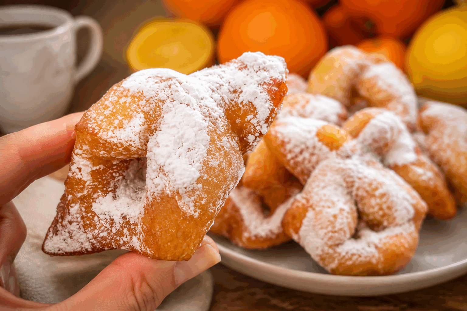 La recette secrète des bugnes moelleuses de ma grand-mère, prêtes en 10 minutes ✨ Description Les bugnes sont une délicieuse spécialité lyonnaise, particulièrement appréciée lors du Carnaval et de la période du Mardi Gras. Ces petits beignets légers et moelleux, légèrement sucrés et parfumés à la fleur d’oranger, fondent dans la bouche. Leur pâte simple et rapide à préparer permet de réaliser ces gourmandises en un temps record, comme le faisait ma grand-mère avec amour. Informations Temps de préparation : 10 minutes Temps de cuisson : 5 minutes Nombre de portions : 20 bugnes environ Difficulté : Facile Ingrédients Pour la pâte 250 g de farine T45 50 g de sucre en poudre 2 œufs 50 ml de lait tiède 30 g de beurre fondu 1 cuillère à soupe d’eau de fleur d’oranger 1 sachet de levure chimique (environ 10 g) 1 pincée de sel Pour la friture et la finition Huile de tournesol pour friture Sucre glace pour saupoudrer Préparation Dans un grand saladier, verse la farine tamisée avec la levure chimique, le sucre et la pincée de sel. Mélange brièvement. Fais un puits au centre, casse les œufs, ajoute le beurre fondu, l’eau de fleur d’oranger et le lait tiède. Mélange rapidement à la spatule puis pétris à la main quelques minutes jusqu’à obtenir une pâte souple et non collante. Si la pâte est trop collante, ajoute un peu de farine. Étale la pâte sur un plan de travail fariné sur environ 3 mm d’épaisseur. Découpe des losanges ou rectangles d’environ 6x3 cm avec une roulette à pâte ou un couteau tranchant. Pour des bugnes craquelées traditionnelles, fais une fente centrale dans chaque losange en tirant doucement un des côtés pour créer une torsade. Dans une casserole ou une friteuse, chauffe l’huile de tournesol à 170°C. Pour tester la température, plonge un petit morceau de pâte : il doit remonter rapidement en surface en formant des bulles. Fais frire les bugnes par petites quantités 1 à 2 minutes de chaque côté jusqu’à ce qu’elles soient bien dorées et gonflées. Égoutte-les sur du papier absorbant puis dépose-les sur une grille. Lorsque les bugnes sont tièdes, saupoudre généreusement de sucre glace. Déguste immédiatement pour profiter de toute leur moelleux et leur saveur délicate. Astuces Utilise de la farine tamisée et un lait tiède pour garantir la légèreté de la pâte. Ne surcharge pas la friteuse pour éviter que les bugnes ne collent entre elles et perdent leur moelleux. Si tu n’as pas d’eau de fleur d’oranger, ajoute un zeste finement râpé de citron pour parfumer la pâte. Pour une version plus croustillante, étale la pâte un peu plus finement et réduis légèrement le temps de cuisson. Service Sers les bugnes moelleuses tièdes, saupoudrées de sucre glace, accompagnées d’un café ou d’un chocolat chaud. Elles sont parfaites pour un goûter convivial en famille ou entre amis, notamment durant les fêtes de Carnaval ou pour un petit plaisir sucré express.