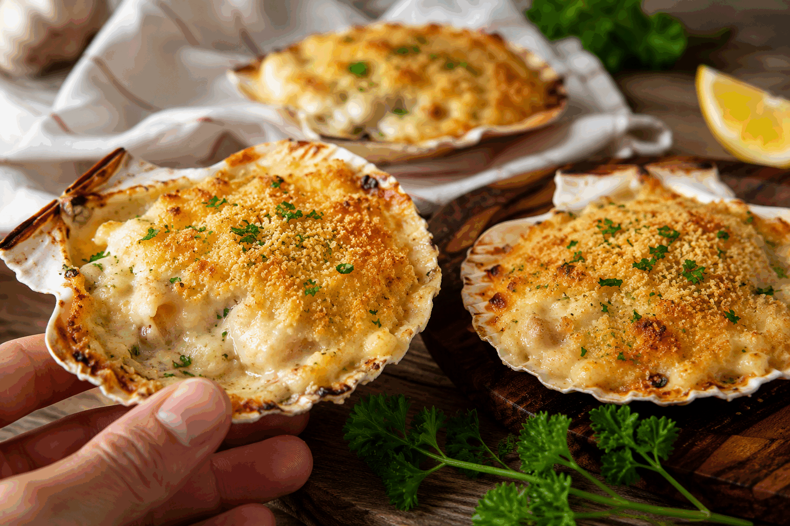La recette secrète des coquilles St-Jacques crémeuses en 10 minutes, un délice ! 🔥 Description Découvrez cette recette rapide et savoureuse de coquilles Saint-Jacques à la sauce crémeuse, parfaite pour un dîner élégant en un rien de temps. La douceur des Saint-Jacques se mêle à une sauce onctueuse aux notes de beurre et de crème, relevée d’une pointe d’ail et de citron. Idéale en entrée raffinée ou plat principal léger, elle séduira vos convives à coup sûr. Informations Temps de préparation : 5 minutes Temps de cuisson : 5 minutes Nombre de portions : 4 personnes Difficulté : Facile Ingrédients Pour les coquilles St-Jacques 400 g de noix de coquilles Saint-Jacques fraîches ou décongelées 20 g de beurre 1 gousse d’ail 1 cuillère à soupe d’huile d’olive Sel et poivre du moulin Pour la sauce crémeuse 15 cl de crème fraîche liquide entière 10 cl de vin blanc sec (type Sauvignon ou Chardonnay) 1 cuillère à café de jus de citron frais 1 échalote finement hachée 1 cuillère à soupe de persil plat ciselé Poivre blanc moulu Préparation Épluchez et hachez finement l’ail et l’échalote. Dans une poêle chaude, faites fondre le beurre avec l’huile d’olive à feu moyen. Ajoutez l’ail et l’échalote, faites-les revenir 1 minute sans les brûler pour libérer leurs arômes. Versez le vin blanc, portez à ébullition puis laissez réduire de moitié (environ 2 minutes) pour concentrer les saveurs. Ajoutez la crème fraîche, le jus de citron, salez modérément et poivrez, puis mélangez bien. Laissez mijoter doucement à feu doux. Désechez les noix de Saint-Jacques avec du papier absorbant. Salez et poivrez-les légèrement. Dans une autre poêle bien chaude, saisissez les Saint-Jacques 1 à 2 minutes de chaque côté : elles doivent être dorées à l’extérieur et nacrées à l’intérieur. Versez la sauce crémeuse sur les Saint-Jacques dans la poêle, mélangez délicatement pour bien les enrober et chauffez 1 minute sans faire bouillir. Parsemez de persil plat ciselé avant de servir. Astuces Ne cuisez pas trop les Saint-Jacques pour qu’elles restent tendres et fondantes. Passez les Saint-Jacques rapidement sous un filet d’eau froide et séchez-les bien avant cuisson pour éviter l’excès d’eau dans la poêle. Vous pouvez remplacer le vin blanc par un bouillon de légumes pour une version sans alcool. Pour un goût encore plus relevé, ajoutez un filet d’huile de truffe à la sauce juste avant de servir. Service Servez ces coquilles Saint-Jacques crémeuses bien chaudes, accompagnées d’un riz basmati parfumé ou d’un écrasé de pommes de terre citronné. Ce plat est idéal pour une occasion spéciale ou un repas festif rapide, en entrée ou en plat léger accompagné d’un verre de vin blanc frais.
