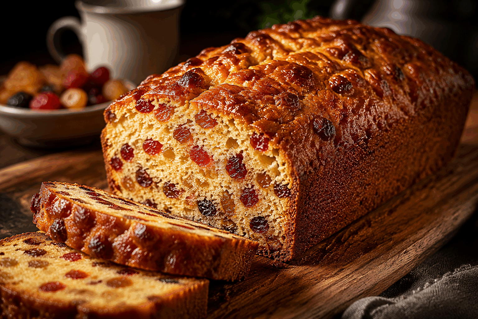 La recette secrète du Barmbrack irlandais qui cache une surprise gourmande 👀🫖 Description Le Barmbrack est un pain aux fruits traditionnel irlandais, moelleux et parfumé, souvent dégusté lors d'Halloween. Ce gâteau rustique regorge de fruits secs macérés dans du thé noir, apportant douceur et richesse à chaque bouchée. Cachée à l’intérieur, une surprise gourmande ajoute un brin de mystère et de convivialité à cette recette ancestrale. Informations Temps de préparation : 30 minutes Temps de cuisson : 60 minutes Nombre de portions : 8 personnes Difficulté : Moyenne Ingrédients Pour la macération des fruits 200 g de raisins secs 100 g de cranberries séchées 50 g de raisins de Corinthe 250 ml de thé noir très fort, refroidi 50 ml de whisky irlandais (optionnel) Pour la pâte 300 g de farine de blé 1 cuillère à café de levure chimique 1/2 cuillère à café de bicarbonate de soude 1/2 cuillère à café de sel 100 g de sucre brun 1 œuf 250 ml de lait 50 g de beurre fondu 1 cuillère à café de cannelle moulue 1/2 cuillère à café de muscade râpée Préparation Fais tremper les raisins secs, cranberries et raisins de Corinthe dans le thé noir refroidi mélangé avec le whisky. Couvre et laisse macérer 12 heures ou toute une nuit au réfrigérateur. Préchauffe le four à 180°C (chaleur tournante si possible). Beurre légèrement un moule à cake d’environ 22 cm de longueur. Dans un grand bol, tamise la farine avec la levure chimique, le bicarbonate, le sel, la cannelle et la muscade. Dans un autre récipient, bats l’œuf avec le sucre brun jusqu’à ce que le mélange blanchisse légèrement, puis ajoute le lait et le beurre fondu. Mélange bien. Incorpore les ingrédients liquides aux ingrédients secs en remuant doucement, juste assez pour obtenir une pâte homogène. Égoutte légèrement les fruits macérés en réservant le liquide, puis ajoute-les à la pâte en remuant délicatement pour les répartir uniformément. Verse la pâte dans le moule préparé. Si tu souhaites ajouter une surprise gourmande, glisse par exemple une pièce symbolique enveloppée dans du papier cuisson au centre de la pâte à ce stade. Enfourne pour 55 à 60 minutes, ou jusqu’à ce qu’une lame de couteau insérée au centre ressorte propre. Laisse refroidir le gâteau 10 minutes dans le moule avant de le démouler sur une grille pour qu’il refroidisse complètement. Astuces Pour un gâteau bien moelleux, prends soin de ne pas trop mélanger la pâte afin de ne pas développer le gluten. La surprise cachée peut être une amande, une pièce en argent ou un autre petit objet alimentaire sûr, traditionnellement utilisé lors de la fête d’Halloween. Conserve le Barmbrack dans une boîte hermétique, il se bonifie après un jour de repos. Tu peux remplacer le whisky par du jus d’orange pour une version sans alcool tout aussi savoureuse. Service Le Barmbrack se déguste idéalement accompagné d’une tasse de thé noir irlandais bien chaud. Présente-le en tranches épaisses, nature ou légèrement tartinées de beurre salé. Il est parfait pour un goûter convivial, surtout lors des fêtes automnales ou d’Halloween.