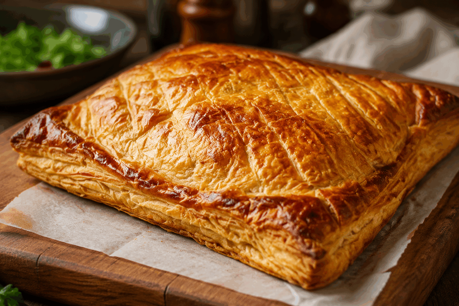 La recette secrète du friand médiéval qui fond en 10 minutes 😍👌 Description Ce friand médiéval est une délicieuse douceur feuilletée, garnie d'une farce savoureuse, fondante et parfumée qui évoque les saveurs d'autrefois. Rapide à préparer et à cuire, il se déguste chaud, parfait pour un goûter ou un repas léger en toute convivialité. Informations Temps de préparation : 7 minutes Temps de cuisson : 3 minutes Nombre de portions : 4 pièces Difficulté : Facile Ingrédients Pour la pâte 200 g de pâte feuilletée prête à l'emploi 1 jaune d'œuf (pour la dorure) Pour la garniture 100 g de fromage frais de type ricotta ou fromage de chèvre 50 g de miel liquide 30 g de noix concassées 1 pincée de cannelle en poudre 1 cuillère à soupe d'amandes effilées Sel fin Poivre blanc moulu Préparation Préchauffe le four à 220°C (chaleur tournante de préférence). Découpe la pâte feuilletée en 4 rectangles égaux. Dans un bol, mélange le fromage frais avec le miel, les noix concassées, la cannelle, une pincée de sel et de poivre blanc. Répartis ce mélange au centre de chaque rectangle de pâte, sans aller jusqu'aux bords. Replie les rectangles pour former des friands, en soudant bien les bords avec les doigts ou à l’aide d’une fourchette. Badigeonne chaque friand avec le jaune d'œuf battu pour obtenir une belle dorure. Parseme les amandes effilées sur le dessus. Enfourne les friands pour 8 à 10 minutes jusqu’à ce qu’ils soient bien dorés et gonflés. Sors-les du four et laisse tiédir 2 minutes avant de servir pour que la garniture soit fondante à souhait. Astuces Utilise une pâte feuilletée de bonne qualité pour un résultat croustillant et léger. Pour varier les saveurs, remplace la cannelle par un peu de muscade râpée ou du gingembre en poudre. Si tu n’as pas de fromage frais, un mélange de mascarpone et de fromage râpé doux fonctionne aussi très bien. Servir les friands dès la sortie du four pour profiter pleinement de leur texture fondante et chaude. Service Servez ces friands médiévaux tièdes accompagnés d’une salade verte légèrement vinaigrée ou d’un bol de soupe chaude pour un repas du soir convivial. Ils conviennent aussi parfaitement en entrée lors d'un repas traditionnel ou en douce collation gourmande.