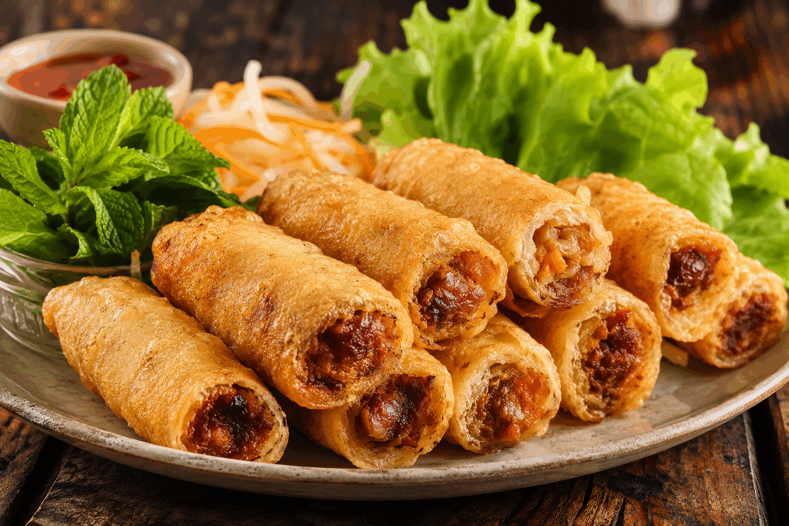 La recette secrète pour des nems maison en 15 minutes qui vont vous régaler 🍽️🔥 Description Ces nems maison croustillants et savoureux sont parfaits pour une préparation rapide sans compromis sur le goût. Remplis d'une garniture traditionnelle équilibrée en saveurs et en textures, ils évoquent la cuisine vietnamienne authentique. Idéaux en apéritif ou en plat principal accompagnés d’une salade fraîche et d’une sauce nuoc-mâm. Informations Temps de préparation : 10 minutes Temps de cuisson : 5 minutes Nombre de portions : 4 personnes (environ 12 pièces) Difficulté : Facile Ingrédients Pour la garniture 150 g de viande de porc hachée 50 g de vermicelles de riz 50 g de champignons noirs réhydratés 1 carotte moyenne râpée 1 petit oignon finement haché 1 gousse d’ail écrasée 2 cuillères à soupe de sauce nuoc-mâm 1 cuillère à café de sucre 1/2 cuillère à café de poivre moulu 1 pincée de sel 1 cuillère à soupe d’huile d’olive Pour le montage 12 feuilles de riz pour nems Huile de tournesol ou d’arachide pour la friture Préparation Fais tremper les vermicelles de riz dans de l’eau tiède pendant 5 minutes, puis égoutte-les et coupe-les en petits morceaux. Réhydrate les champignons noirs dans de l’eau chaude pendant 5 minutes, égoutte-les, puis hache-les finement. Dans une poêle, chauffe l’huile d’olive à feu moyen, ajoute l’oignon et l’ail et fais revenir 2 minutes sans coloration. Ajoute la viande de porc hachée, fais-la cuire en remuant jusqu’à ce qu’elle soit bien dorée, puis incorpore la carotte râpée, les champignons et les vermicelles. Assaisonne avec la sauce nuoc-mâm, le sucre, le sel et le poivre. Mélange bien et laisse refroidir hors du feu. Trempe une feuille de riz dans un bol d’eau tiède pendant 10 secondes pour la ramollir, puis dépose-la sur un torchon propre. Pose une cuillerée de garniture sur le bas de la feuille, replie les côtés, puis roule bien serré pour former un nem. Répète l’opération avec les autres feuilles. Fais chauffer l’huile de friture à 180°C dans une poêle ou une friteuse et fais frire les nems 3 à 4 minutes jusqu’à ce qu’ils soient dorés et croustillants. Égoutte sur du papier absorbant avant de servir chaud. Astuces Ne surcharge pas les feuilles de riz pour éviter qu’elles ne se déchirent lors du roulage. Pour gagner du temps, prépare la garniture à l’avance et conserve-la au frais. Tu peux remplacer la viande de porc par du poulet haché ou une version végétarienne avec du tofu émietté. Fais attention à la température de l’huile : trop basse, les nems absorberont trop d’huile; trop haute, ils risquent de brûler. Service Sers les nems chauds accompagnés d’une sauce nuoc-mâm maison ou d’une sauce aigre-douce. Ils se marient parfaitement avec une salade fraîche de menthe et coriandre ou des légumes croquants. Parfaits en apéritif, en entrée ou plat léger pour un repas convivial et gourmand.