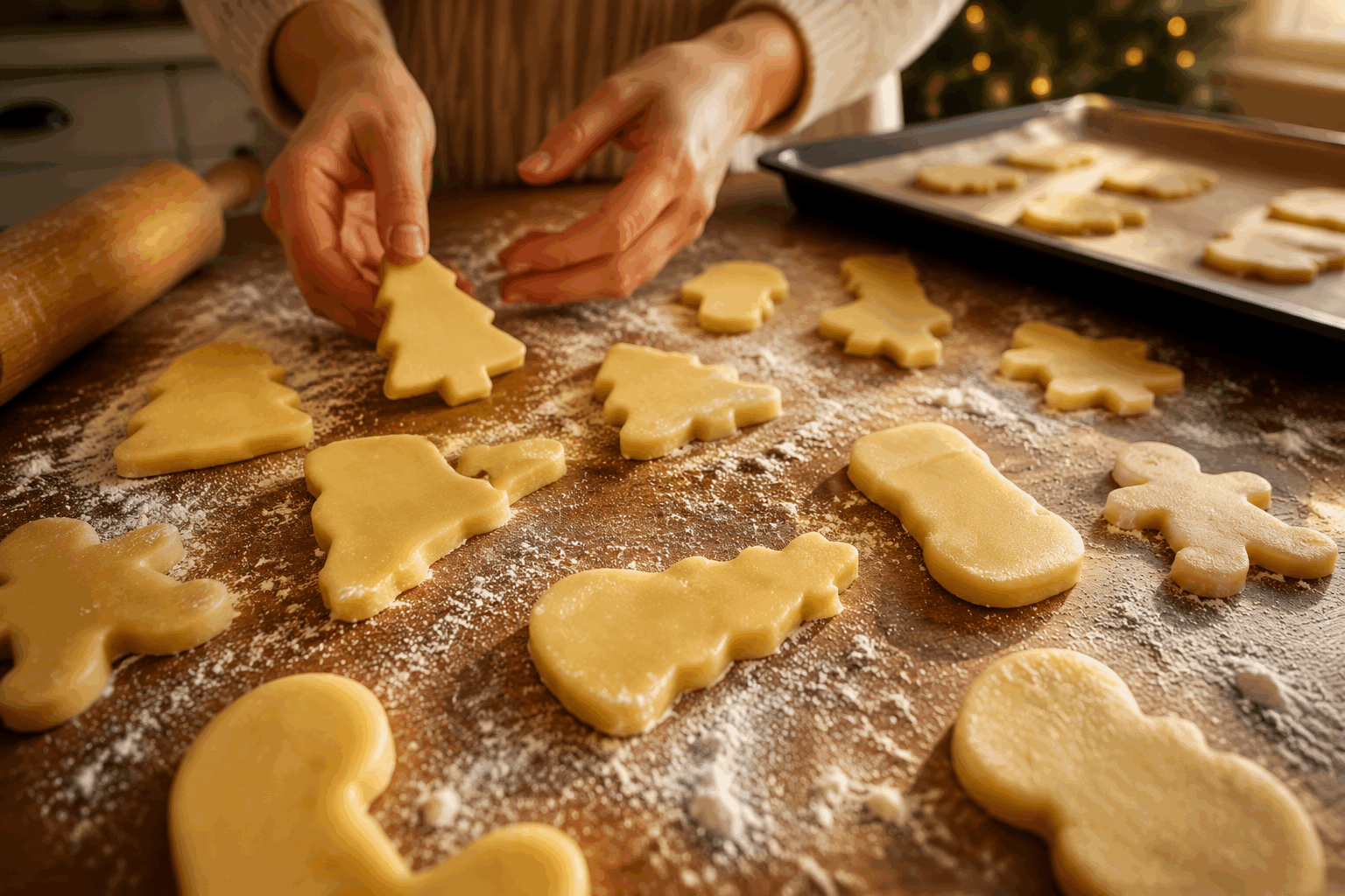 La recette traditionnelle des butterbredele de grand-mère, prêts en 30 minutes 👌🎄 Description Les butterbredele sont des petits biscuits de Noël alsaciens fondants et riches en beurre, au goût délicatement vanillé. Ces gourmandises dorées, légèrement croquantes à l'extérieur et moelleuses à l'intérieur, sont incontournables lors des fêtes de fin d’année. Traditionnellement réalisés en famille, ils évoquent chaleur et convivialité autour du sapin. Informations Temps de préparation : 15 minutes Temps de cuisson : 15 minutes Nombre de portions : 40 pièces environ Difficulté : Facile Ingrédients Pour la pâte 250 g de farine 180 g de beurre doux, à température ambiante 100 g de sucre en poudre 1 jaune d'œuf 1 cuillère à café d’extrait de vanille 1 pincée de sel Préparation Préchauffe le four à 180°C (chaleur statique). Mélange le beurre mou avec le sucre et la pincée de sel jusqu’à obtenir une crème onctueuse. Ajoute le jaune d’œuf et l’extrait de vanille, puis mélange bien. Incorpore la farine petit à petit jusqu’à obtenir une pâte souple et homogène. Ne la travaille pas trop. Étale la pâte sur un plan légèrement fariné sur une épaisseur d’environ 5 mm. Détaille des formes traditionnelles (étoiles, cœurs, sapins) à l’aide d’un emporte-pièce. Dispose les biscuits sur une plaque couverte de papier cuisson en veillant à laisser un espace entre chacun. Enfourne pour 12 à 15 minutes, jusqu’à ce que les bords soient légèrement dorés. Laisse refroidir quelques minutes sur la plaque avant de transférer les biscuits sur une grille. Astuces Utilise du beurre de qualité pour un goût riche et authentique. La pâte peut être congelée, il suffit de la sortir 30 minutes avant de l’étaler. Pour parfumer autrement, remplace la vanille par de la cannelle ou du zeste d’orange. Évite de trop étaler la pâte pour conserver la texture fondante caractéristique. Service Servez les butterbredele à l’heure du café ou du thé lors des fêtes de Noël, présentés dans une jolie boîte métallique ou sur un plateau. Ils accompagnent parfaitement les boissons chaudes et créent une ambiance chaleureuse et festive.