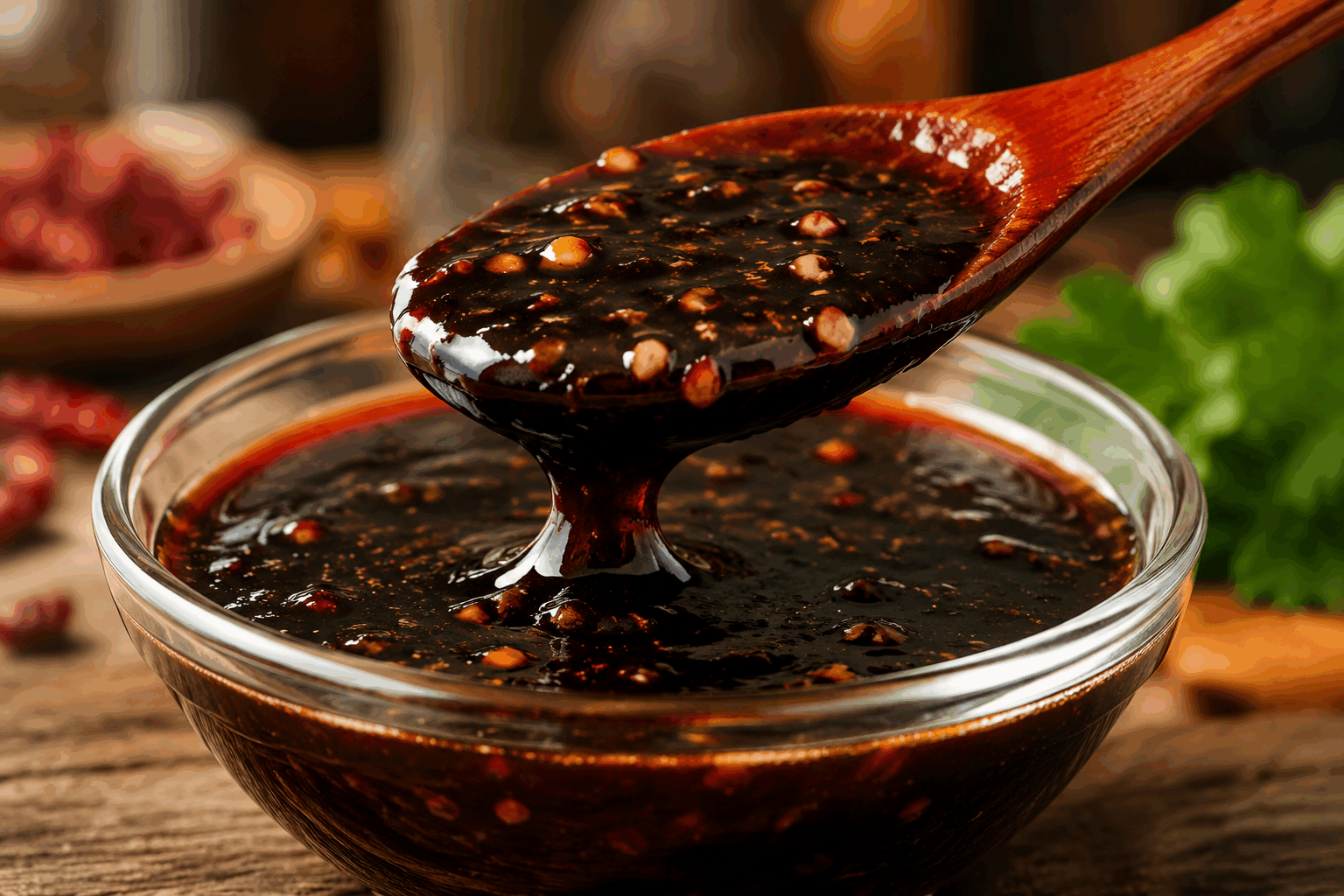 La sauce teriyaki maison prête en 3 minutes, simple et délicieuse à souhait 🔥 Description Cette sauce teriyaki maison se prépare très rapidement en seulement 3 minutes. Elle est parfaitement équilibrée entre douceur, salé et une légère touche umami, idéale pour accompagner viandes, poissons ou légumes sautés. Simple à réaliser, elle apportera une saveur japonaise authentique et gourmande à vos plats quotidiens. Informations Temps de préparation : 3 minutes Temps de cuisson : 3 minutes Nombre de portions : environ 6 à 8 cuillères à soupe Difficulté : Facile Ingrédients Pour la sauce teriyaki 100 ml de sauce soja salée 50 ml de mirin (vinaigre de riz doux japonais) 30 ml de saké (alcool de riz) ou à défaut vin blanc sec 2 cuillères à soupe de sucre de canne blond 1 cuillère à café de gingembre frais râpé 1 gousse d’ail finement hachée 1 cuillère à café de fécule de maïs (maïzena) 2 cuillères à soupe d’eau froide Préparation Dans une casserole moyenne, verse la sauce soja, le mirin, le saké, le sucre, le gingembre et l’ail. Fais chauffer à feu moyen en remuant régulièrement jusqu’à dissolution complète du sucre, environ 2 minutes. Délaye la fécule de maïs dans l’eau froide jusqu’à obtenir un mélange homogène. Ajoute ce mélange dans la casserole tout en continuant de remuer. Laisse la sauce épaissir pendant 1 minute sans cesser de remuer, jusqu’à obtenir une consistance légèrement sirupeuse. Retire du feu et laisse refroidir légèrement avant utilisation ou conservation. Astuces Pour une saveur plus intense, laisse infuser le gingembre et l’ail dans la sauce chaude pendant 5 minutes avant de filtrer. Remplace le sucre de canne par du miel ou du sirop d’érable pour une version plus naturelle. Conserve la sauce dans un récipient hermétique au réfrigérateur jusqu’à une semaine. Pour une texture plus fluide, diminue la quantité de fécule ou ajoute un peu d’eau. Service Utilise cette sauce teriyaki pour napper des brochettes de poulet yakitori, glacer des filets de saumon ou accompagner des légumes sautés. Elle est parfaite pour des repas rapides en semaine, à servir chaud ou en marinade pour plus de saveurs.