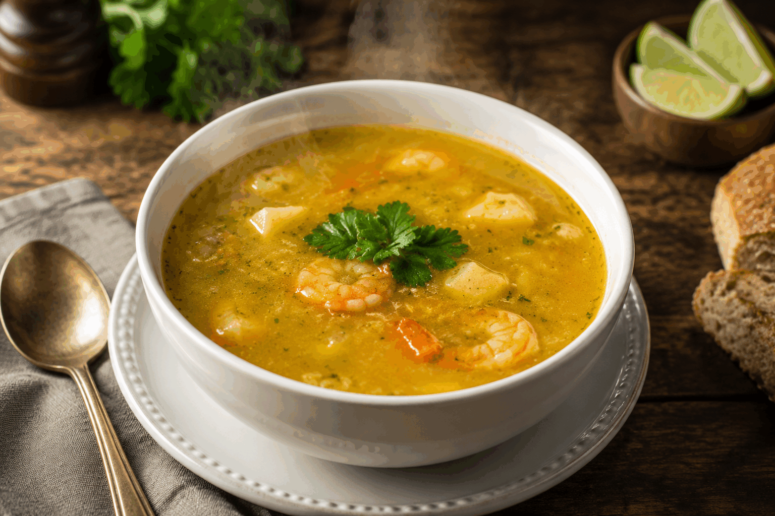 La soupe de poisson Ramadan : recette simple et savoureuse en moins de 30 minutes 🔥 Description Cette soupe de poisson, légère et parfumée, est idéale pour rompre le jeûne du Ramadan. Elle combine des saveurs méditerranéennes et orientales avec des légumes frais, des épices délicates et un bouillon riche en goût. Facile à préparer, elle réchauffe le corps tout en apportant les nutriments nécessaires après une journée de jeûne. Informations Temps de préparation : 10 minutes Temps de cuisson : 20 minutes Nombre de portions : 4 personnes Difficulté : Facile Ingrédients Pour la soupe 400 g de filets de poisson blanc (lotte, merlan, ou colin) 1 oignon moyen 2 gousses d’ail 2 tomates mûres 1 poivron rouge 1 branche de céleri 1 litre d’eau 1 cube de bouillon de légumes ou de poisson 2 cuillères à soupe d’huile d’olive 1 cuillère à café de paprika doux 1 cuillère à café de cumin en poudre 1/2 cuillère à café de piment doux (facultatif) Sel et poivre noir du moulin Quelques brins de coriandre fraîche Pour la garniture 1 tranche de pain grillé ou quelques croûtons 1 citron (pour servir) Préparation Émince finement l’oignon, l’ail, le poivron et le céleri. Coupe les tomates en petits dés. Fais chauffer l’huile d’olive dans une grande casserole à feu moyen. Ajoute l’oignon, l’ail, le poivron et le céleri, puis fais-les revenir 5 minutes jusqu’à ce qu’ils soient tendres. Ajoute les tomates, le paprika, le cumin et le piment doux. Mélange bien et laisse mijoter 3 minutes pour que les épices libèrent leurs arômes. Verse l’eau et ajoute le cube de bouillon. Porte à ébullition puis baisse doucement le feu. Coupe le poisson en morceaux de taille moyenne, puis ajoute-les dans la casserole. Assaisonne avec du sel et du poivre. Laisse cuire à feu doux pendant 10 minutes, jusqu’à ce que le poisson soit tendre et parfaitement cuit. Goûte et rectifie l’assaisonnement si besoin. Ajoute la coriandre fraîche hachée juste avant de servir. Astuces Privilégie les poissons à chair ferme pour éviter qu’ils ne se défassent trop à la cuisson. Si tu souhaites une soupe plus épaisse, mixe une partie du bouillon avec les légumes avant d’ajouter le poisson. Remplace le cube de bouillon par un fumet de poisson maison pour un goût encore plus authentique. Ajoute quelques gouttes de jus de citron au dernier moment pour réveiller les saveurs. Service Serre la soupe bien chaude, accompagnée de tranches de pain grillé ou de croûtons frottés à l’ail. C’est un plat parfait pour le repas du soir pendant le Ramadan, nourrissant et réconfortant. Tu peux aussi proposer un quartier de citron pour que chacun ajuste l’acidité selon ses goûts.