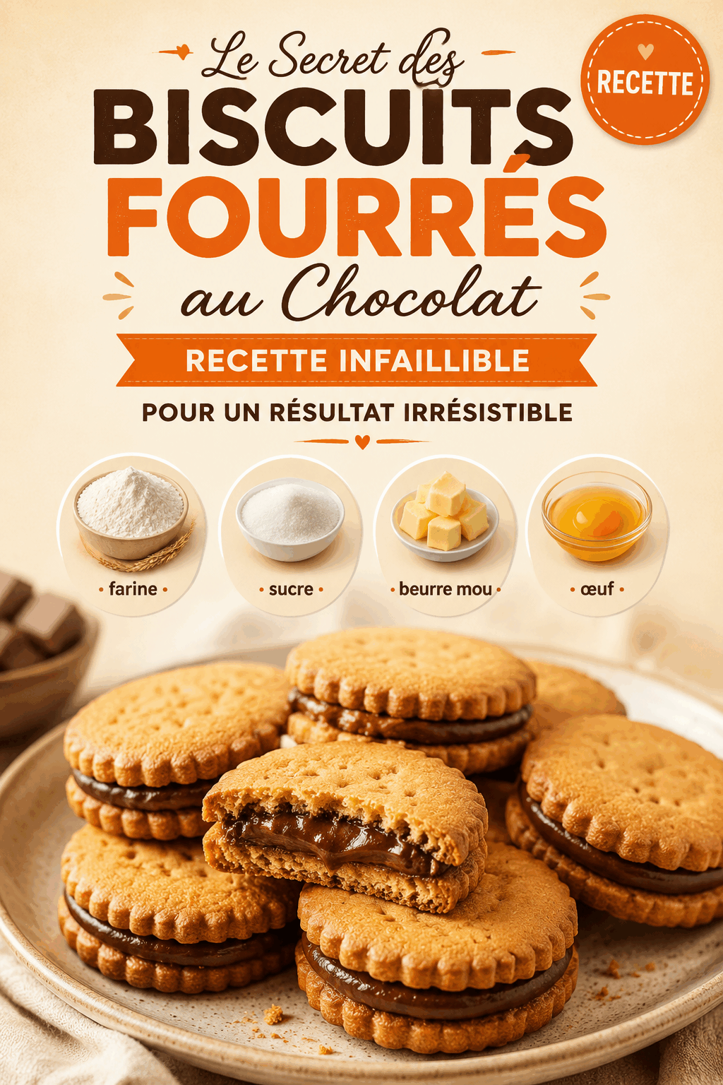 Le Secret des Biscuits Fourrés au Chocolat : Recette Infaillible pour un Résultat Irrésistible