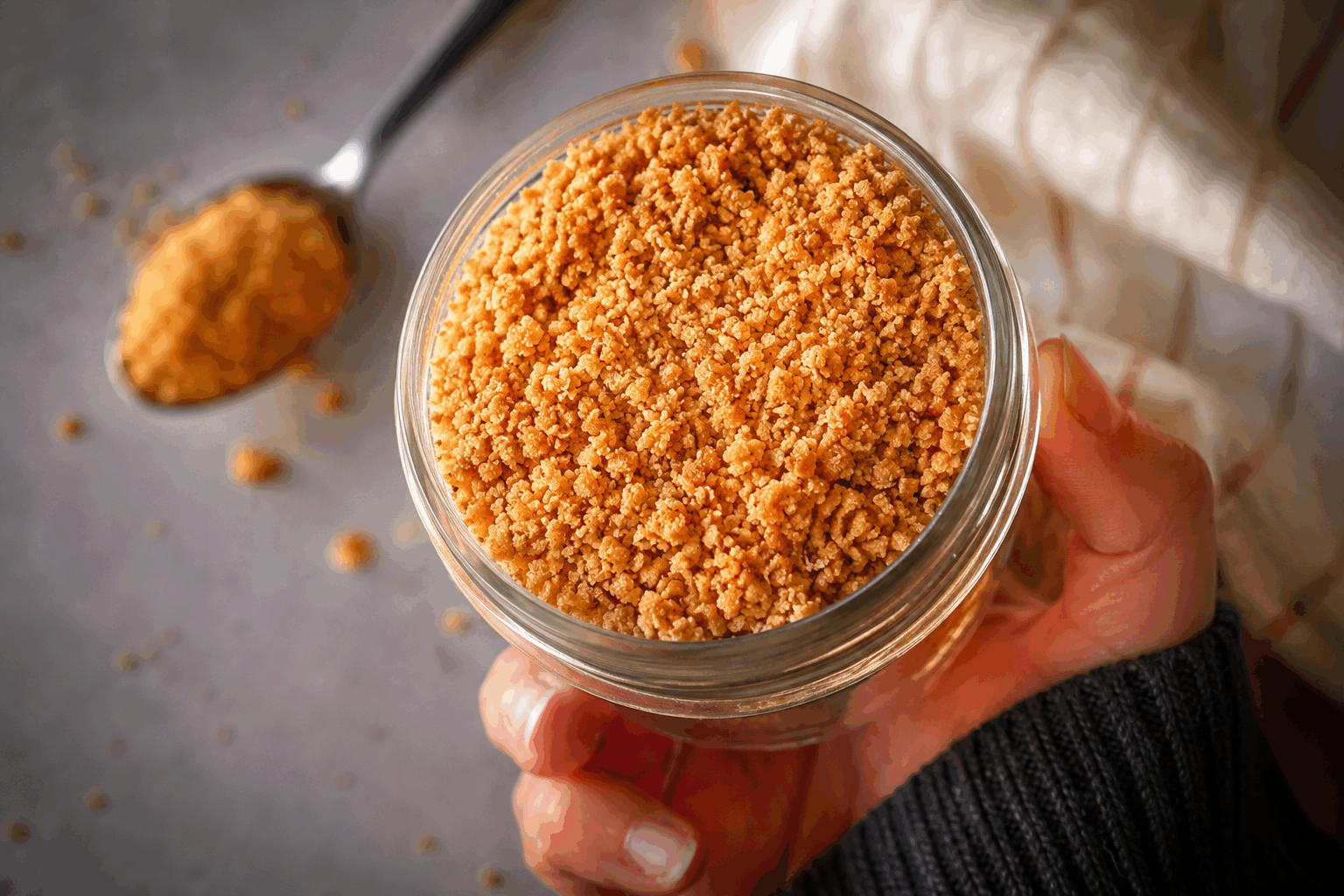 Le caramel en poudre maison qui fond en bouche en 5 minutes, votre nouveau péché mignon ! 🔥 Description Découvrez une version innovante et gourmande du caramel : une poudre fine qui fond instantanément en bouche, libérant toutes les saveurs profondes du caramel maison. Idéale pour agrémenter desserts, boissons chaudes ou simplement à déguster telle quelle, cette recette rapide deviendra vite un incontournable de vos douceurs. Informations Temps de préparation : 5 minutes Temps de cuisson : 10 minutes Nombre de portions : environ 50 g de caramel en poudre Difficulté : Moyenne Ingrédients Pour le caramel en poudre 150 g de sucre en poudre 30 g de beurre doux 5 cl de crème liquide entière 1 pincée de fleur de sel 1 cuillère à café de fécule de maïs (maïzena) Préparation Versez le sucre dans une casserole à fond épais et faites-le fondre à feu moyen sans remuer, juste en inclinant doucement la casserole pour homogénéiser la cuisson. Laissez le sucre caraméliser jusqu’à une belle couleur ambrée. Retirez la casserole du feu et ajoutez le beurre en morceaux, mélangez vivement jusqu’à incorporation complète. Ajoutez ensuite la crème liquide chaude petit à petit tout en remuant vivement. Remettez sur feu doux et laissez cuire 2 minutes pour obtenir une texture fluide et lisse. Ajoutez la pincée de fleur de sel et la fécule de maïs, mélangez bien pour épaissir légèrement la préparation. Versez le caramel sur une plaque recouverte de papier sulfurisé en une couche fine et uniforme, laissez tiédir puis placez au réfrigérateur jusqu’à ce qu’il soit dur (environ 30 minutes). Lorsque le caramel est bien dur et froid, cassez-le en morceaux et placez-les dans un robot mixeur ou un moulin à épices. Pulvérisez jusqu’à obtenir une poudre fine et régulière, tamisez pour éliminer les morceaux plus gros si nécessaire. Conservez la poudre de caramel dans un récipient hermétique au sec. Astuces Utilisez une crème liquide entière à température ambiante pour éviter le choc thermique lors de son ajout. Ne pas trop chauffer le caramel une fois la crème ajoutée afin d’éviter qu’il brunisse ou devienne amer. La poudre de caramel peut se conserver plusieurs semaines dans une boîte hermétique, à l’abri de l’humidité. Pour varier les plaisirs, vous pouvez ajouter une pointe de vanille ou de cannelle dans le caramel avant la cuisson. Service Utilisez cette poudre de caramel pour saupoudrer vos crèmes glacées, pâtisseries, yaourts ou pour parfumer vos boissons chaudes comme le café ou le chocolat. Elle peut également accompagner un fromage blanc nature pour une touche sucrée originale, ou être dégustée telle quelle pour un plaisir sucré intense et fondant.