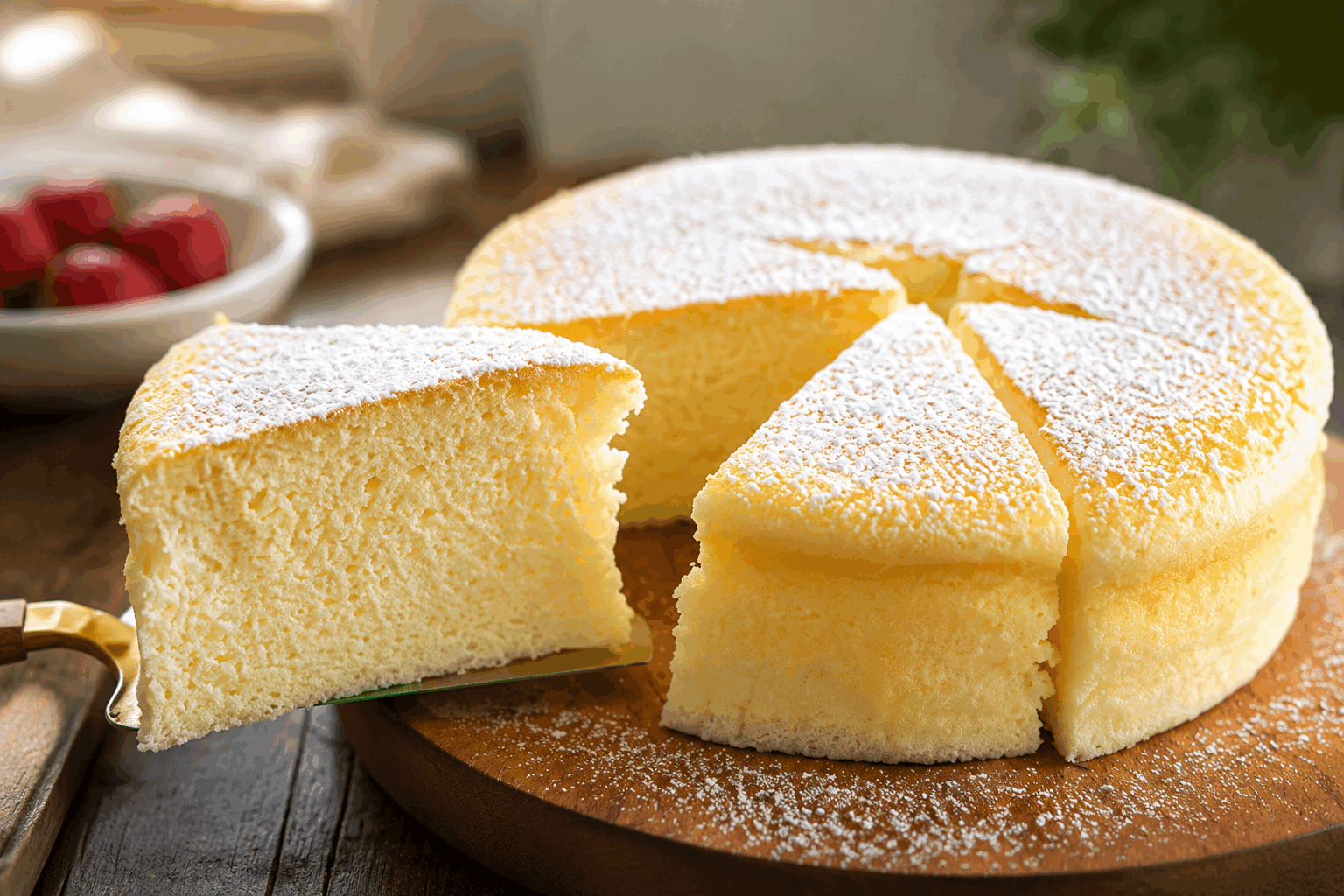 Le cheesecake soufflé japonais léger et fondant en 5 minutes, un vrai nuage en bouche 😍 Description Ce cheesecake soufflé japonais est un dessert aérien, à la texture légère et fondante qui fond littéralement en bouche. Sa douceur délicate et sa légère acidité en font un vrai nuage à déguster, idéal pour une pause gourmande rapide. Cette spécialité japonaise est connue pour sa légèreté exceptionnelle et sa cuisson rapide au bain-marie. Informations Temps de préparation : 10 minutes Temps de cuisson : 20 minutes Nombre de portions : 4 parts Difficulté : Moyenne Ingrédients Pour le cheesecake 120 g de cream cheese (fromage frais type Philadelphia) 30 g de beurre doux 60 ml de lait entier 3 œufs (blancs et jaunes séparés) 50 g de sucre en poudre 20 g de farine de maïs (maïzena) 15 g de farine de blé 1/2 cuillère à café de jus de citron 1 pincée de sel Préparation Préchauffe le four à 160°C (chaleur statique) et prépare un moule rond de 15 cm de diamètre en le graissant légèrement, puis tapisse-le de papier sulfurisé sur les côtés pour faciliter le démoulage. Fais fondre le cream cheese, le beurre et le lait ensemble au bain-marie ou au micro-ondes, puis mélange jusqu’à obtenir une texture lisse et homogène. Laisse tiédir. Dans un bol, fouette les jaunes d’œufs avec la moitié du sucre. Ajoute le mélange à base de cream cheese tiédi, puis incorpore la farine de maïs et la farine de blé tamisées. Mélange bien pour éviter les grumeaux. Dans un autre saladier, monte les blancs d’œufs avec la pincée de sel à vitesse moyenne. Lorsqu’ils commencent à mousser, ajoute progressivement le reste du sucre et finis de battre jusqu’à obtenir une meringue ferme et brillante. Incorpore délicatement un tiers des blancs en neige au mélange de cream cheese pour l’assouplir, puis ajoute le reste en soulevant doucement la masse avec une spatule afin de ne pas casser les bulles d’air. Verse la pâte dans le moule, place-le dans un plat plus grand contenant de l’eau chaude (bain-marie) jusqu’à mi-hauteur du moule. Enfourne et fais cuire environ 20 minutes à 160°C, jusqu’à ce que le gâteau soit doré, gonflé et qu’un cure-dent inséré au centre ressorte propre. Laisse refroidir à température ambiante avant de démouler doucement. Le cheesecake va légèrement retomber mais restera moelleux et aérien. Astuces Pour réussir la texture soufflée, veille à ce que les blancs soient montés fermes mais pas granuleux. Ne mélange pas trop vivement lors de l’incorporation des blancs pour garder la légèreté. Utilise un bain-marie chaud pour une cuisson homogène et éviter que le dessus brûle. Tu peux parfumer le cheesecake avec un zeste de citron ou de yuzu pour plus de fraîcheur. Service Servez ce cheesecake japonais nature ou saupoudré légèrement de sucre glace. Il accompagne merveilleusement bien un thé vert ou un café léger. C’est un dessert parfait pour une fin de repas raffinée ou une pause gourmande aérienne, facile et rapide à préparer.