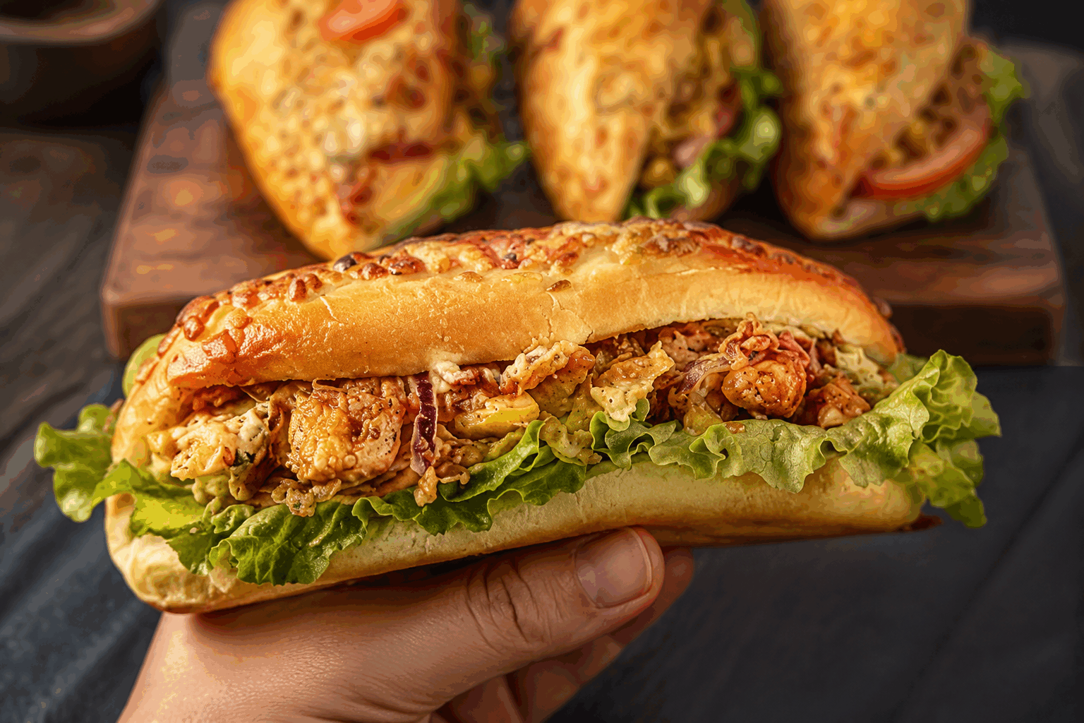 Le sandwich poulet mariné ultra moelleux qui fond en bouche en 5 minutes 🔥 Description Ce sandwich est un véritable délice, alliant un poulet délicatement mariné et une texture ultra moelleuse qui fond littéralement en bouche. Parfait pour un repas rapide et savoureux, il séduit par ses saveurs équilibrées et sa préparation express en seulement 5 minutes. Idéal pour un déjeuner sur le pouce ou un pique-nique gourmand. Informations Temps de préparation : 10 minutes (dont 5 minutes de marinade express) Temps de cuisson : 5 minutes Nombre de portions : 2 sandwiches Difficulté : Facile Ingrédients Pour le poulet mariné 200 g de filet de poulet 1 cuillère à soupe de yaourt nature 1 cuillère à soupe de jus de citron 1 cuillère à café de miel 1 cuillère à café d’huile d’olive 1/2 cuillère à café de paprika doux 1/2 cuillère à café d’ail en poudre Sel et poivre du moulin Pour le sandwich 2 pains à burger ou 2 pains briochés moelleux 2 feuilles de laitue 4 tranches fines de tomate 2 cuillères à soupe de mayonnaise (ou une sauce au choix) Quelques rondelles de cornichons (facultatif) Préparation Découpe le filet de poulet en fines lamelles ou petits morceaux pour une cuisson rapide et une texture fondante. Dans un bol, mélange le yaourt, le jus de citron, le miel, l’huile d’olive, le paprika, l’ail en poudre, du sel et du poivre. Ajoute le poulet dans cette marinade, mélange bien pour enrober tous les morceaux et laisse reposer 5 minutes à température ambiante (marinade express pour gagner du temps). Chauffe une poêle antiadhésive à feu moyen-vif et dépose-y le poulet mariné. Fais cuire environ 5 minutes en remuant régulièrement jusqu’à ce que le poulet soit bien doré et cuit à cœur. Pendant ce temps, coupe les pains en deux et toaste-les légèrement pour qu’ils soient tièdes et moelleux. Étale une cuillère à soupe de mayonnaise sur la base du pain, puis dispose une feuille de laitue, les tranches de tomate, quelques rondelles de cornichons si désiré. Dépose le poulet chaud sur la garniture, puis referme avec le chapeau du pain. Appuie légèrement le sandwich, coupe-le en deux si vous le souhaitez, et sers immédiatement pour profiter de sa texture fondante. Astuces Pour une marinade encore plus parfumée, ajoute un peu de cumin ou de curry en poudre. Si tu manque de temps, utilise des escalopes de poulet prétranchées pour accélérer la cuisson. Pour un sandwich encore plus moelleux, choisis un pain brioché frais, légèrement beurré et toasté. Tu peux remplacer la mayonnaise par du tzatziki ou une sauce au yaourt pour une touche de fraîcheur. Service Serre ce sandwich ultra moelleux accompagné d’une petite salade verte ou de frites maison pour un repas gourmand et rapide. Parfait pour un déjeuner sur le pouce, un pique-nique improvisé ou un dîner léger entre amis.