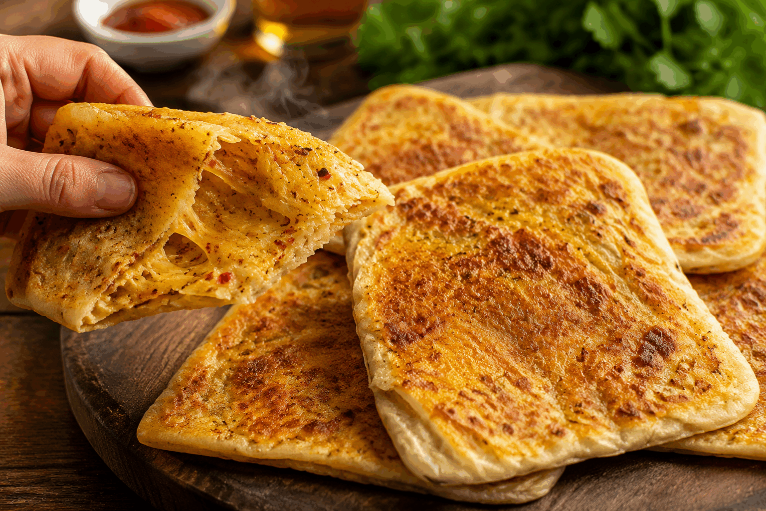 Le secret des msemen farcis réussis en 5 minutes, comme chez ma grand-mère 👌✨ Description Les msemen farcis sont des crêpes marocaines feuilletées, croustillantes à l’extérieur et tendres à l’intérieur. Traditionnellement garnies d’un mélange savoureux, elles se dégustent aussi bien au petit-déjeuner qu’en en-cas ou en accompagnement d’un thé à la menthe. Cette recette exprime le goût authentique et l’art de la préparation rapide, pour retrouver la magie des msemen faits maison en un rien de temps. Informations Temps de préparation : 10 minutes Temps de cuisson : 10 minutes Nombre de portions : 8 pièces Difficulté : Moyenne Ingrédients Pour la pâte 250 g de semoule fine 250 g de farine de blé 1 cuillère à café de sel 350 ml d'eau tiède 4 cuillères à soupe d'huile d'olive (pour pétrir et cuire) Pour la garniture 200 g d’oignons finement hachés 100 g de tomates râpées 50 g de persil plat ciselé 1 cuillère à café de paprika doux 1/2 cuillère à café de cumin moulu Sel et poivre noir du moulin 2 cuillères à soupe d'huile d'olive Préparation Dans un grand saladier, mélange la semoule, la farine et le sel. Ajoute progressivement l'eau tiède tout en pétrissant pour obtenir une pâte souple et élastique. Laisse reposer 10 minutes sous un linge propre. Pendant ce temps, prépare la garniture : fais chauffer l'huile d'olive dans une poêle, ajoute les oignons hachés et fais-les revenir jusqu’à translucidité. Ajoute les tomates râpées, le persil, le paprika, le cumin, le sel et le poivre. Laisse mijoter 5 minutes à feu doux pour obtenir un mélange homogène et légèrement réduit. Retire du feu. Divise la pâte en 8 boules égales. Huile légèrement le plan de travail et étale chaque boule en un disque fin à l’aide des mains huilées. Dépose une cuillère à soupe de garniture au centre de chaque disque puis replie les bords vers le centre pour enfermer la farce et forme un carré ou un cercle aplati. Fais chauffer une poêle antiadhésive à feu moyen-vif avec un peu d’huile d’olive. Dépose les msemen farcis et cuis-les 3 à 4 minutes de chaque côté jusqu’à ce qu’ils soient bien dorés et croustillants. Dépose-les sur du papier absorbant puis sers-les chauds, accompagnés de miel, confiture ou simplement nature avec un thé à la menthe. Astuces Pour un feuilletage réussi, huile bien vos mains et le plan de travail pendant l’étalage de la pâte. Si la pâte est trop collante, saupoudre légèrement de semoule fine pour faciliter l’étalage. Varie la garniture en ajoutant du thon, du fromage ou des herbes fraîches selon tes goûts. Prépare la garniture à l’avance pour gagner du temps au moment du montage. Service Servez les msemen farcis chauds en apéritif, accompagnés de salade fraîche ou idéalement avec un verre de thé à la menthe sucré. Ce plat convivial est parfait pour partager un moment chaleureux en famille ou entre amis, évoquant les saveurs authentiques des repas de grand-mère.