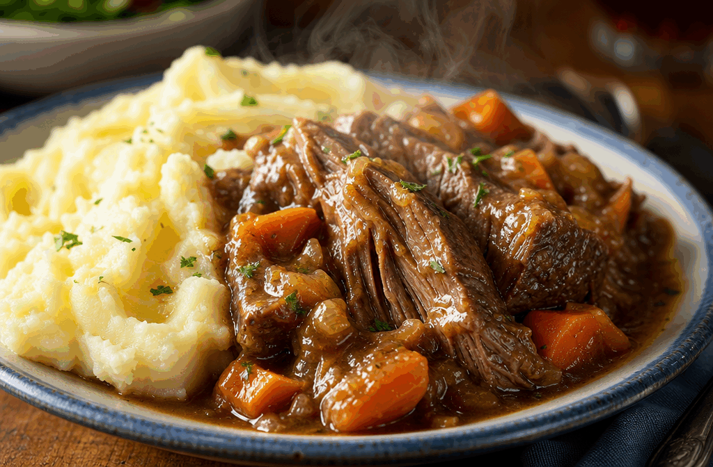 Le secret du bœuf braisé italien qui fait fondre vos invités en moins d’une heure 🔥 Description Ce bœuf braisé à l’italienne est un plat riche et réconfortant, aux saveurs profondes et aromatiques. La viande fond littéralement en bouche grâce à une cuisson rapide mais maîtrisée, parfumée aux herbes méditerranéennes, au vin rouge et à la tomate. Idéal pour un repas convivial qui surprendra vos convives par sa tendreté et son goût intense. Informations Temps de préparation : 15 minutes Temps de cuisson : 45 minutes Nombre de portions : 4 personnes Difficulté : Moyenne Ingrédients Pour le bœuf braisé 600 g de bœuf à braiser (paleron ou macreuse) 2 cuillères à soupe d’huile d’olive extra vierge 1 oignon moyen, finement haché 2 gousses d’ail émincées 200 ml de vin rouge italien (Chianti ou Sangiovese) 400 g de tomates pelées concassées en conserve 1 carotte, coupée en petits dés 1 branche de céleri, coupée en petits dés 1 branche de romarin frais 2 feuilles de laurier Sel fin Poivre noir fraîchement moulu Pour la finition 2 cuillères à soupe de persil plat frais haché Préparation Préchauffe le four à 160°C. Sèche la viande avec du papier absorbant, puis fais chauffer l’huile d’olive dans une cocotte allant au four à feu moyen-vif. Fais dorer la viande sur toutes ses faces pendant 5 à 7 minutes pour obtenir une belle croûte brune. Retire-la et réserve. Dans la même cocotte, ajoute l’oignon, la carotte et le céleri. Fais-les suer 5 minutes jusqu’à ce que les légumes deviennent translucides. Ajoute l’ail et fais revenir 1 minute sans le brûler. Déglace avec le vin rouge, gratte bien les sucs au fond, puis laisse réduire de moitié pendant 5 minutes. Ajoute les tomates concassées, le romarin, les feuilles de laurier, du sel et du poivre. Remets la viande dans la cocotte, couvre-la avec un couvercle hermétique, puis enfourne pour 40 minutes. Vérifie la cuisson : la viande doit être tendre et fondante. Ajuste l’assaisonnement en sel et poivre. Parseme de persil frais avant de servir. Astuces Privilégie un morceau de viande avec un peu de gras intramusculaire pour plus de moelleux. Ne pas sauter l’étape du déglaçage au vin rouge pour parfumer le fond du plat. Si le jus est trop liquide après la cuisson, fais-le réduire sur feu moyen avant de servir. Pour un goût encore plus authentique, utilise un vin rouge italien typique comme un Chianti. Service Sers ce bœuf braisé avec des pâtes fraîches, un risotto crémeux ou des pommes de terre rôties. Accompagne d’un verre de vin rouge italien pour sublimer les saveurs. Ce plat est parfait pour une soirée entre amis ou un dîner familial chaleureux, où la simplicité rencontre la finesse.