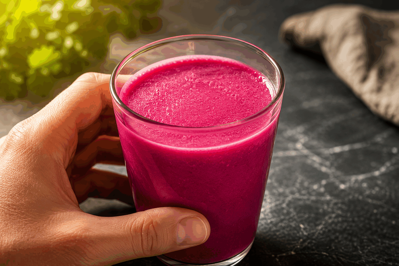 Le smoothie antioxydant du matin qui booste ton énergie en 5 minutes ✨ Description Ce smoothie frais et coloré est un véritable concentré d’antioxydants naturels, idéal pour bien démarrer la journée. Sa texture onctueuse et son goût fruité légèrement acidulé réveillent les papilles tout en apportant énergie et vitalité. Parfait pour un petit-déjeuner rapide ou une collation saine et gourmande. Informations Temps de préparation : 5 minutes Temps de cuisson : 0 minute Nombre de portions : 2 personnes Difficulté : Facile Ingrédients Ingrédients principaux 150 g de fruits rouges surgelés (myrtilles, framboises, fraises) 1 banane mûre 200 ml de lait d’amande (ou autre lait végétal) 1 cuillère à soupe de graines de chia 1 cuillère à café de miel ou sirop d’agave 1 poignée d’épinards frais 1/2 citron pressé Pour le topping (optionnel) Quelques baies fraîches 1 cuillère à soupe de noix concassées (noix de cajou, amandes) Quelques feuilles de menthe Préparation Dans le blender, verse le lait d’amande, puis ajoute les fruits rouges surgelés, la banane pelée, les épinards et les graines de chia. Ajoute le jus de citron et le miel ou sirop d’agave pour adoucir le mélange. Mixe le tout pendant 1 à 2 minutes jusqu’à obtenir une texture lisse et homogène. Goûte et ajuste la douceur ou l’acidité selon ton goût en ajoutant un peu plus de miel ou de citron. Verse le smoothie dans deux grands verres. Décore avec les baies fraîches, les noix concassées et quelques feuilles de menthe pour une touche fraîche et croquante. Astuces Pour un smoothie encore plus frais, utilise des glaçons ou des fruits congelés, ainsi tu n’auras pas besoin d’ajouter de glace. Tu peux remplacer les épinards par du kale ou de la roquette pour varier les apports en vitamines. Les graines de chia peuvent être remplacées par des graines de lin moulues, tout aussi riches en oméga-3. Si tu n’aimes pas le goût de citron, remplace-le par de l’orange fraîche pour une douceur fruitée plus prononcée. Service Serre ce smoothie dans de grands verres transparents pour profiter pleinement de ses couleurs vives. Il accompagnera parfaitement un petit-déjeuner léger ou une pause saine à tout moment de la journée. Idéal avec quelques biscuits complets ou une tranche de pain complet toasté pour composer un repas équilibré et énergisant.