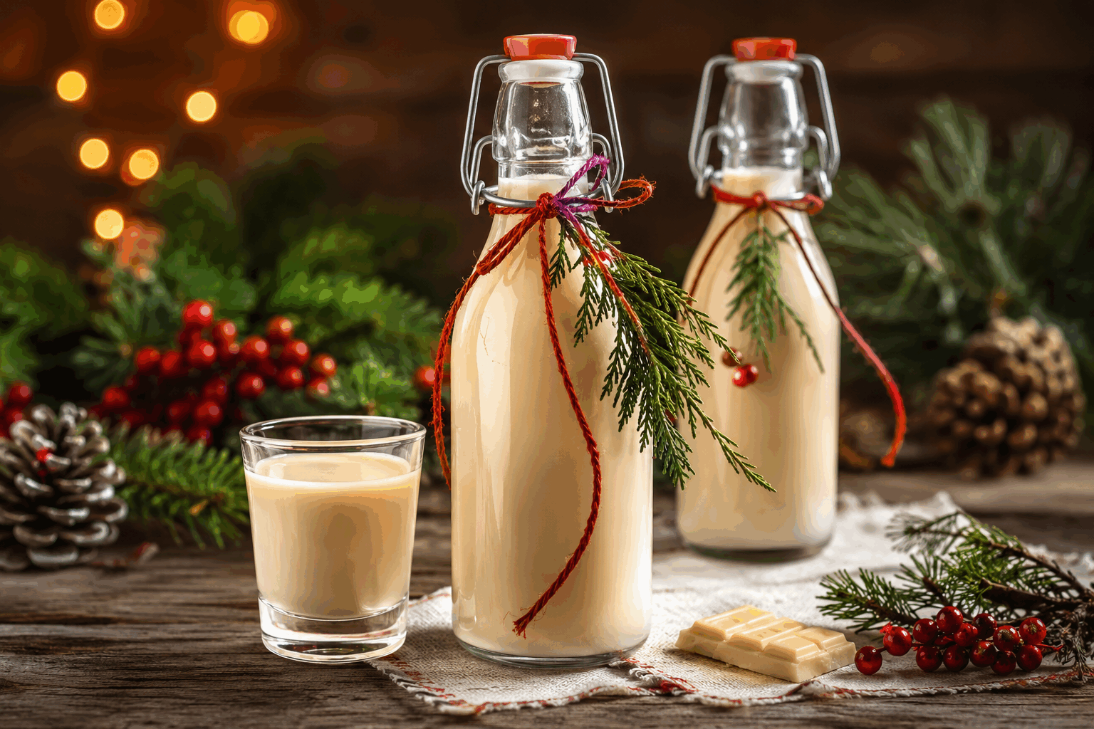 Liqueur d’ange au chocolat blanc prête en 10 minutes, la douceur parfaite des fêtes ✨ Description Cette liqueur d’ange est une boisson délicate et onctueuse au doux parfum de chocolat blanc, idéale pour adoucir les soirées festives. Sa texture veloutée et sa saveur sucrée en font un véritable réconfort à partager en fin de repas ou à offrir en cadeau gourmand. Facile et rapide à préparer, elle ravira les amateurs de douceurs raffinées. Informations Temps de préparation : 10 minutes Temps de cuisson : 0 minute Nombre de portions : 6 portions Difficulté : Facile Ingrédients Pour la liqueur au chocolat blanc 200 g de chocolat blanc de qualité 250 ml de lait entier 250 ml de crème liquide entière 150 ml de vodka ou d’alcool blanc neutre 70 g de sucre en poudre 1 cuillère à café d’extrait de vanille 1 pincée de sel Préparation Hachez finement le chocolat blanc pour faciliter sa fonte. Faites chauffer doucement le lait et la crème dans une casserole sans les faire bouillir. Retirez la casserole du feu, ajoutez le chocolat blanc haché et mélangez jusqu’à ce qu’il soit complètement fondu. Incorporez le sucre, l’extrait de vanille et la pincée de sel, puis mélangez délicatement. Laissez tiédir quelques minutes, puis versez la vodka et mélangez à nouveau. Filtrez la préparation à l’aide d’une passoire fine pour éliminer d’éventuels morceaux non fondus. Versez la liqueur dans une bouteille propre et conservez-la au frais. Secouez légèrement avant de servir pour homogénéiser la texture. Astuces Utilisez un chocolat blanc de bonne qualité, avec un pourcentage élevé en beurre de cacao pour un goût plus riche. Passez la liqueur au tamis pour éviter tout grain qui pourrait gâcher la texture veloutée. Pour une version sans alcool, remplacez la vodka par du lait concentré sucré et augmentez légèrement la crème. Conservez la liqueur au réfrigérateur et consommez-la dans la semaine pour préserver sa fraîcheur et ses arômes. Service Servez cette liqueur d’ange bien fraîche dans de petits verres à digestif, accompagnée éventuellement de petits biscuits secs ou de mignardises. Elle est parfaite pour conclure un repas festif en douceur, à Noël ou lors d’une soirée entre amis où gourmandise et convivialité se mêlent.