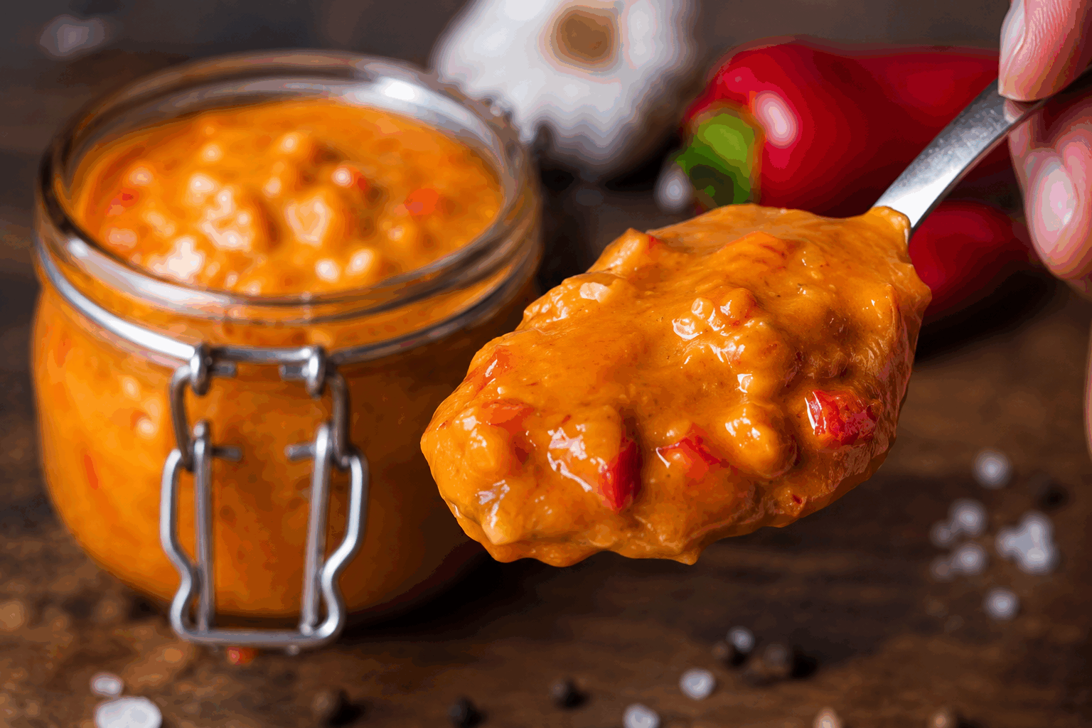 Ma sauce algérienne maison prête en 5 minutes, le secret qui change tout !🔥 Description Cette sauce algérienne maison est un condiment savoureux, relevé et légèrement épicé, parfait pour accompagner grillades, sandwichs ou fritures. Inspirée des saveurs de la cuisine nord-africaine, elle se distingue par son équilibre entre douceur, piquant et acidité. Elle se prépare très rapidement, en seulement 5 minutes, pour sublimer tous vos plats en un rien de temps. Informations Temps de préparation : 5 minutes Temps de cuisson : 0 minute Nombre de portions : 6 personnes Difficulté : Facile Ingrédients Pour la sauce algérienne maison 100 ml de mayonnaise 2 cuillères à soupe de concentré de tomate 1 cuillère à soupe de harissa douce 1 cuillère à soupe de ketchup 1 cuillère à café de paprika doux 1/2 cuillère à café de cumin moulu 1 gousse d’ail finement hachée 1 cuillère à soupe de vinaigre de cidre 1 cuillère à soupe d’huile d’olive Sel et poivre noir du moulin, au goût Préparation Mélange la mayonnaise, le concentré de tomate, le ketchup et la harissa dans un bol jusqu’à obtenir une consistance homogène. Ajoute l’ail haché, le paprika, le cumin, puis incorpore l’huile d’olive et le vinaigre de cidre. Assaisonne avec du sel et du poivre selon ton goût, puis mélange bien. Laisse reposer 5 minutes au frais pour que les saveurs se développent, puis remue à nouveau avant de servir. Astuces Pour une version plus piquante, augmente la quantité de harissa ou ajoute un peu de piment en poudre. Si tu préfères une texture plus légère, remplace la mayonnaise par du yaourt nature. Conserve cette sauce dans un récipient hermétique au réfrigérateur et consomme-la dans les 3 jours pour garder toute sa fraîcheur. Pour un goût plus relevé, ajoute quelques feuilles de coriandre ou de persil finement ciselées avant de servir. Service Servez cette sauce algérienne maison en accompagnement de brochettes, frites, sandwiches kebab ou tout simplement en dip pour des légumes crus. Elle apportera une touche authentique et épicée à vos repas conviviaux, idéale pour un déjeuner rapide ou un barbecue entre amis.