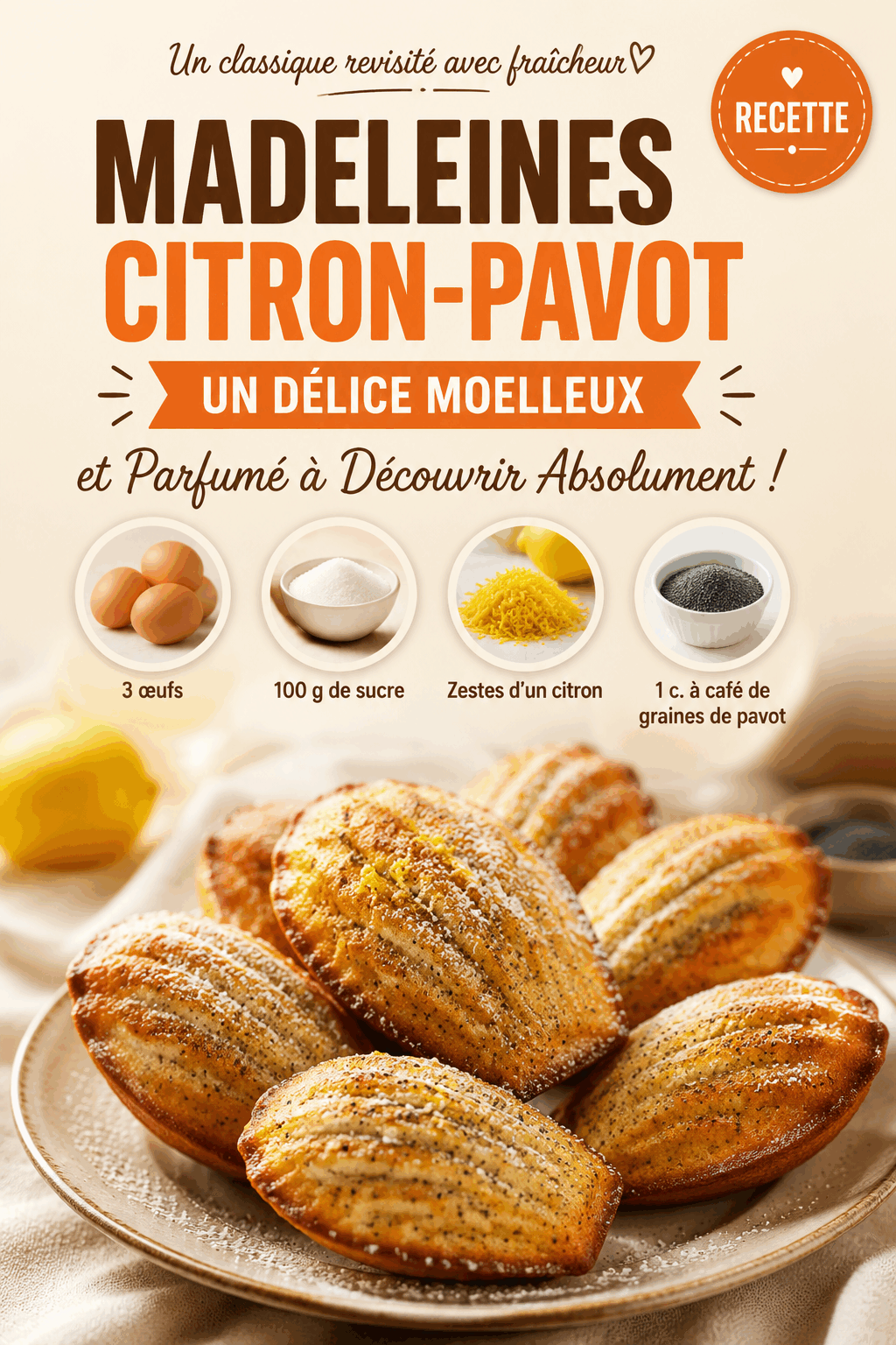 Madeleines Citron-Pavot : Un Délice Moelleux et Parfumé à Découvrir Absolument !