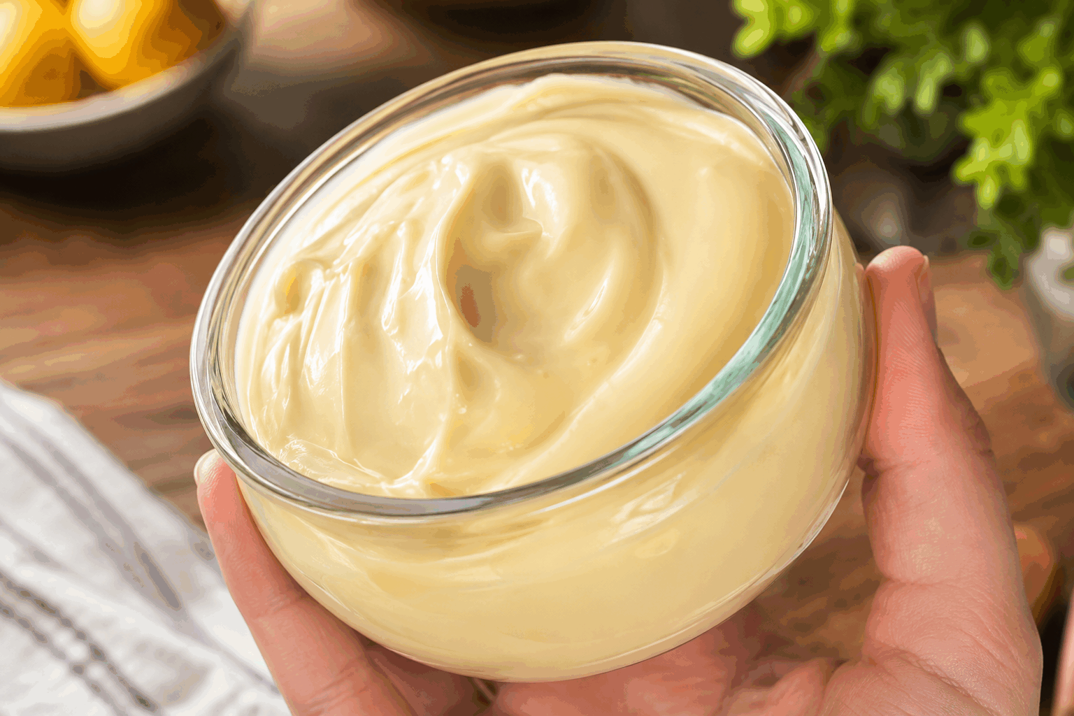 Mayonnaise sans huile en 5 minutes, fraîche et ultra légère à tester vite ✨ Description Cette mayonnaise sans huile est une alternative légère et fraîche à la traditionnelle sauce riche en matières grasses. En seulement 5 minutes, réalisez une émulsion onctueuse et savoureuse, idéale pour accompagner vos salades, légumes crus ou plats froids. Parfaite pour ceux qui cherchent une option plus diététique sans sacrifier le goût. Informations Temps de préparation : 5 minutes Temps de cuisson : 0 minute Nombre de portions : 4 Difficulté : Facile Ingrédients Pour la mayonnaise sans huile 100 g de yaourt nature ou yaourt grec 1 jaune d'œuf 1 cuillère à café de moutarde de Dijon 1 cuillère à soupe de vinaigre de cidre ou de jus de citron 1 gousse d’ail (optionnel) Sel fin, selon le goût Poivre noir fraîchement moulu, selon le goût Préparation Dans un bol, dépose le jaune d’œuf, la moutarde et le vinaigre (ou jus de citron). Fouette vivement ces ingrédients à l’aide d’un fouet manuel ou électrique jusqu’à obtenir un mélange homogène. Incorpore petit à petit le yaourt nature tout en continuant de fouetter pour obtenir une texture crémeuse et légèrement épaisse. Ajoute la gousse d’ail écrasée, puis sale et poivre selon ton goût. Goûte et rectifie l’assaisonnement si nécessaire. Réserve au frais jusqu’au moment de servir. Astuces Utilise un yaourt grec si tu souhaites une texture plus ferme et onctueuse. Si tu souhaites un goût plus acidulé, augmente légèrement la quantité de vinaigre ou de jus de citron. Pour une version vegan, remplace le jaune d’œuf par une cuillère à soupe de purée de noix de cajou ou de tofu soyeux. Conserve la mayonnaise au réfrigérateur dans un récipient hermétique et consomme-la dans les 2 jours pour préserver la fraîcheur. Service Servez cette mayonnaise légère en accompagnement de crudités, pommes de terre vapeur, sandwichs ou poissons froids. Elle apporte fraîcheur et onctuosité tout en allégeant vos plats. Idéale pour un repas d’été simple et rapide ou pour une pause gourmande sans culpabilité.