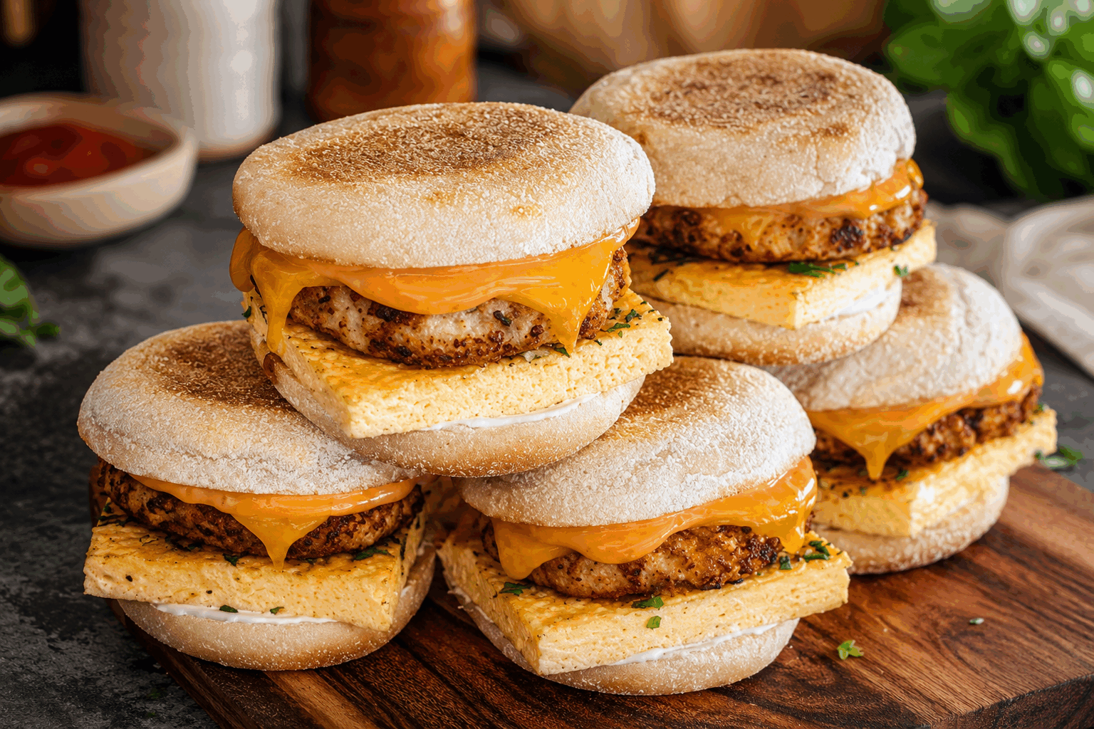 McMuffins maison en 5 minutes : le secret pour un petit-déj riche en protéines 🔥 Description Le McMuffin maison est un sandwich chaud et savoureux, idéal pour démarrer la journée avec une source généreuse de protéines. Rapide à préparer en seulement 5 minutes, il combine un muffin anglais moelleux, un œuf parfaitement cuit, une tranche de jambon ou bacon et du fromage fondant. Ce petit-déjeuner express s’inspire du classique américain du fast-food, revisité pour être sain et fait maison. Informations Temps de préparation : 3 minutes Temps de cuisson : 2 minutes Nombre de portions : 2 McMuffins Difficulté : Facile Ingrédients Pour les McMuffins 2 muffins anglais 2 œufs 4 tranches fines de jambon blanc ou bacon 2 tranches de cheddar ou emmental 1 cuillère à soupe d’huile d’olive Sel Poivre Préparation Préchauffe une poêle à feu moyen et ajoute l’huile d’olive. Coupe les muffins anglais en deux et grille-les légèrement au toaster ou dans une autre poêle. Casse les œufs dans la poêle, sale et poivre, puis couvre immédiatement pour les cuire au plat sans que le jaune ne durcisse, pendant environ 2 minutes. Fais revenir rapidement les tranches de jambon ou bacon dans la même poêle. Sur la moitié inférieure de chaque muffin, dépose une tranche de fromage, puis l’œuf, puis le jambon ou bacon, et enfin referme avec la moitié supérieure. Appuie légèrement pour faire fondre le fromage avec la chaleur restante. Astuces Pour un œuf plus moelleux, surveille la cuisson afin que le jaune reste coulant. Remplace le jambon par de la dinde ou du saumon fumé pour varier les plaisirs. Utilise du fromage à fondre rapidement, comme le cheddar, pour un résultat onctueux. Tu peux préparer les ingrédients à l’avance et assembler rapidement le matin pour gagner du temps. Service Servir chaud, accompagné d’un jus d’orange frais ou d’un café. Ce McMuffin maison est parfait pour un petit-déjeuner sur le pouce ou un brunch rapide et équilibré.