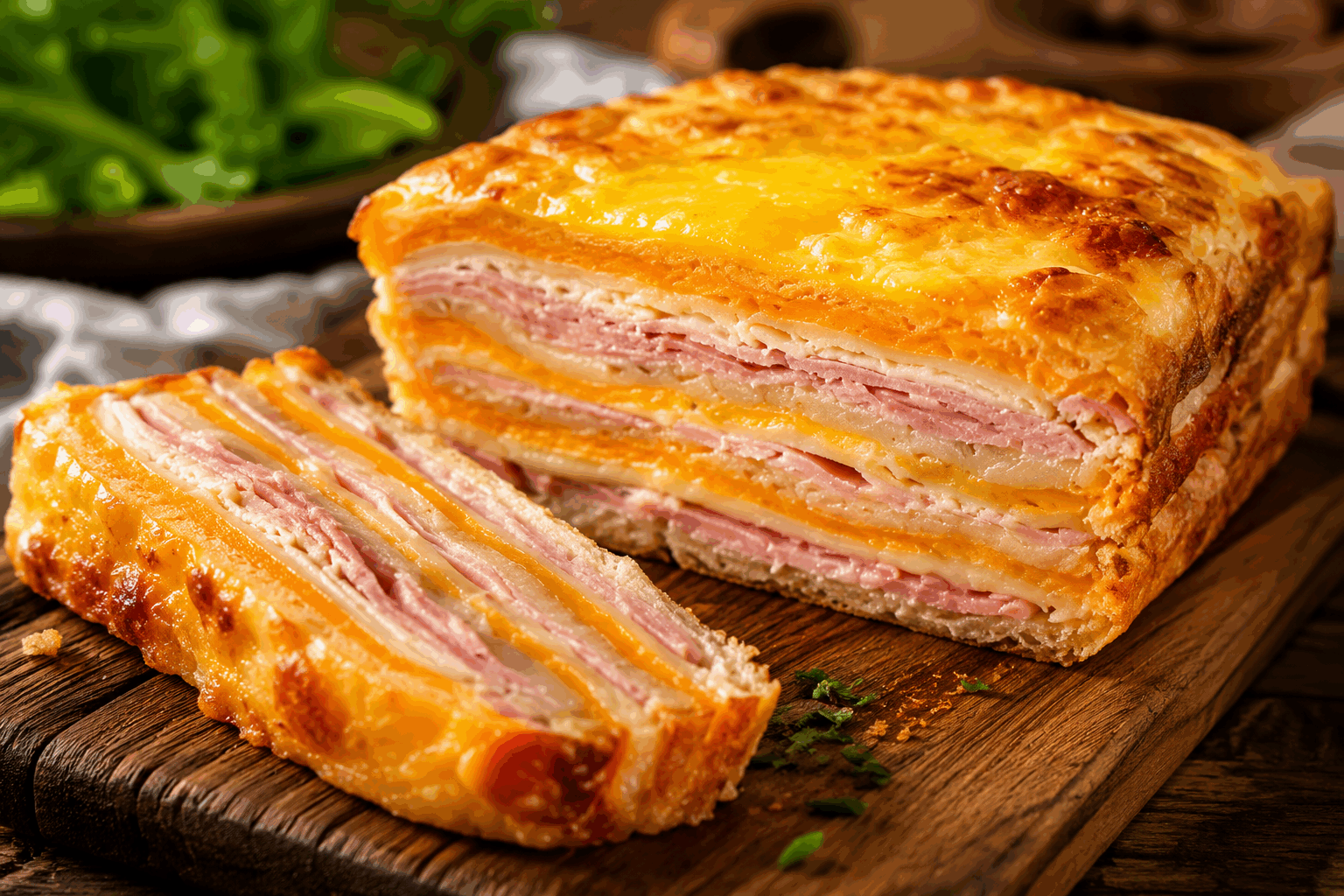 Mille-feuille au jambon et fromage : 3 ingrédients, 5 minutes, et c’est prêt 👌