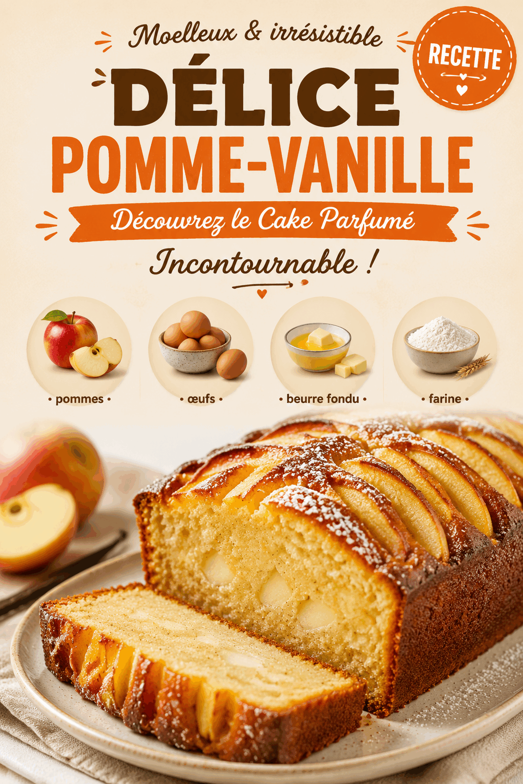 Moelleux Délice Pomme-Vanille : Découvrez le Cake Parfumé Incontournable !