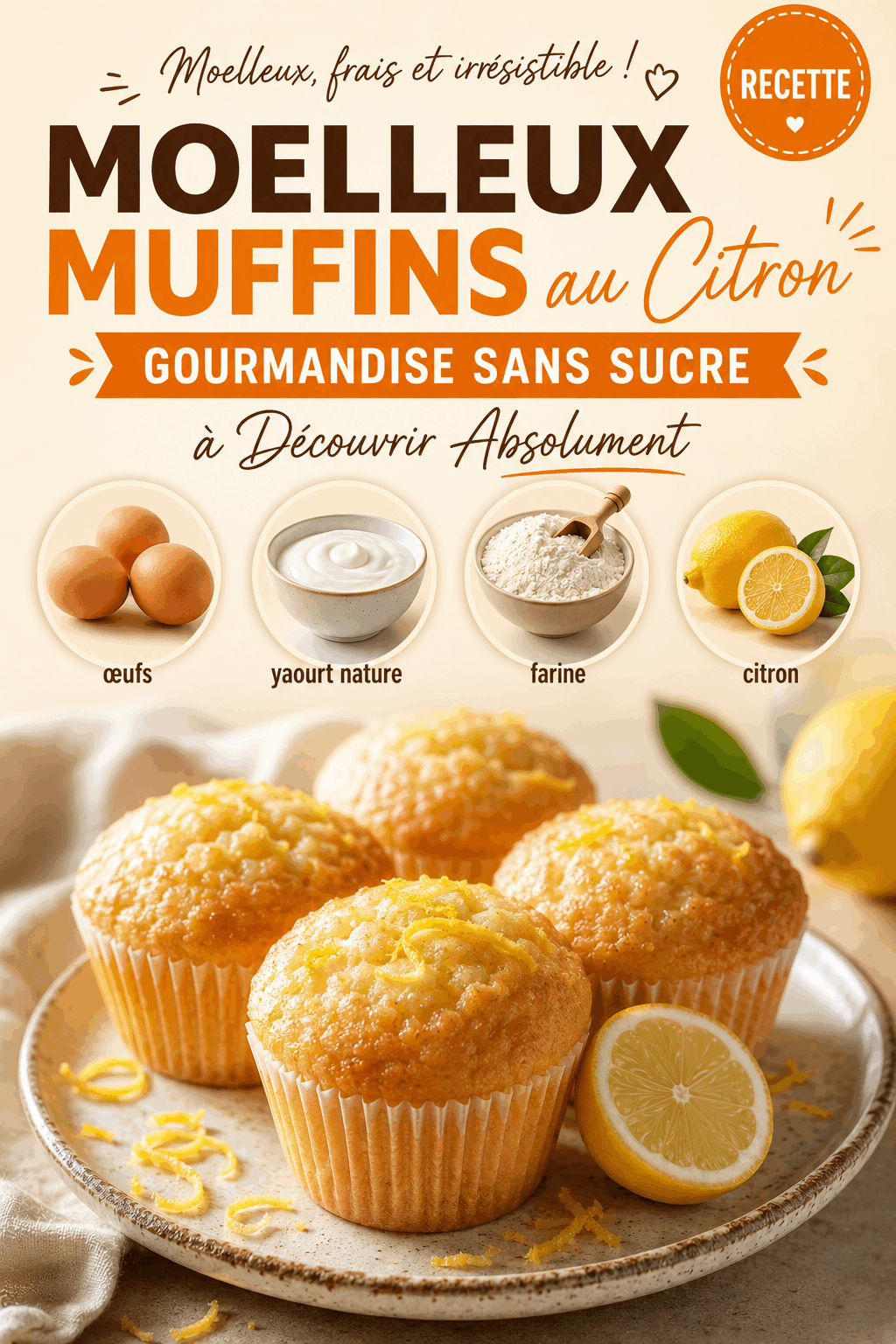 Moelleux Muffins au Citron : Gourmandise Sans Sucre à Découvrir Absolument