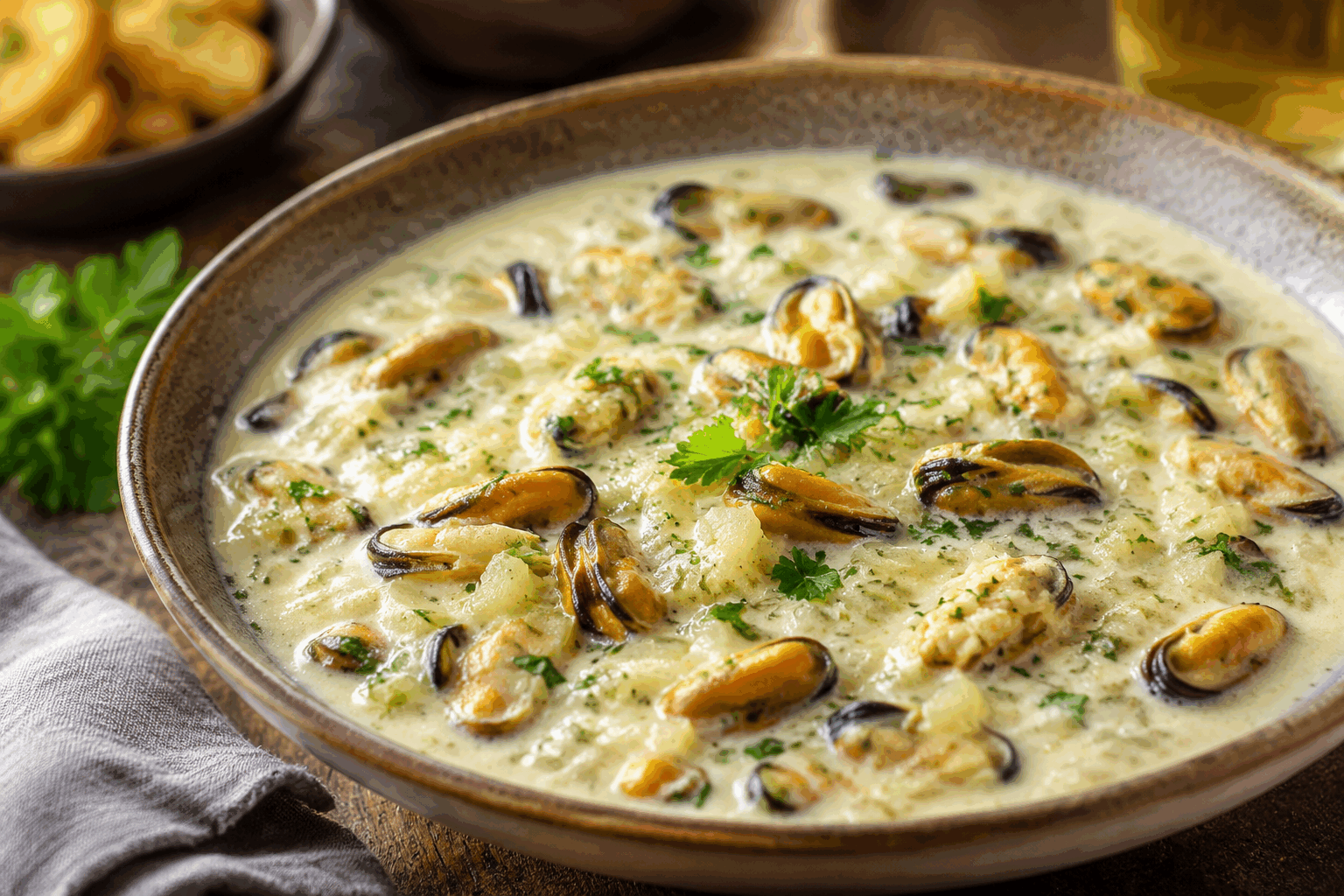 Moules frites express sans coquilles, prêtes en 10 minutes avec une sauce maison 🔥 Description Cette recette inventive propose des moules décortiquées, faciles et rapides à préparer, parfaites pour un repas convivial en toute simplicité. Accompagnées de frites croustillantes et d'une sauce maison qui relève subtilement le goût iodé des moules, ce plat est idéal pour une soirée improvisée ou un dîner gourmand. Rapide et savoureux, il allie la tradition des moules-frites à une touche moderne, sans devoir décortiquer les coquilles. Informations Temps de préparation : 5 minutes Temps de cuisson : 5 minutes Nombre de portions : 2 personnes Difficulté : Facile Ingrédients Pour les moules 300 g de moules décoquillées (moules surgelées de préférence pour gagner du temps) 1 cuillère à soupe d'huile d'olive 1 gousse d'ail 10 cl de vin blanc sec 1 cuillère à soupe de persil frais ciselé Sel et poivre du moulin Pour la sauce maison 3 cuillères à soupe de mayonnaise 1 cuillère à soupe de moutarde à l’ancienne 1 cuillère à café de jus de citron 1 cuillère à soupe de câpres finement hachées 1 cuillère à soupe de ciboulette ciselée Poivre noir fraîchement moulu Pour les frites 400 g de pommes de terre à chair ferme Huile de friture (arachide ou tournesol) Sel fin Préparation Épluche les pommes de terre, coupe-les en bâtonnets uniformes. Rince-les à l’eau froide puis sèche-les bien dans un torchon propre. Fais chauffer l’huile de friture à 160°C dans une friteuse ou une grande casserole. Plonge les frites pour une première cuisson de 4 à 5 minutes jusqu’à ce qu’elles soient molles mais encore pâles, puis égoutte-les et réserve. Dans une poêle, fais chauffer l’huile d’olive à feu moyen. Ajoute la gousse d’ail hachée et fais-la revenir rapidement sans la brûler. Ajoute les moules décoquillées, arroser avec le vin blanc puis couvre et laisse cuire 2 minutes en remuant doucement pour bien les enrober. Saupoudre de persil ciselé, assaisonne avec sel et poivre, puis retire du feu. Prépare la sauce maison : dans un bol, mélange la mayonnaise, la moutarde, le jus de citron, les câpres et la ciboulette. Assaisonne de poivre et rectifie le sel si nécessaire. Replonge les frites dans l’huile à 180°C pour les dorer et les rendre croustillantes, environ 2 à 3 minutes. Égoutte sur du papier absorbant et sale immédiatement. Serre les moules chaudes sans coquilles avec les frites dorées et la sauce maison dans des ramequins séparés ou nappée sur le dessus. Astuces Pour gagner du temps, utilise des moules surgelées déjà décortiquées, elles sont souvent de bonne qualité et bien nettoyées. Ne brûle pas l’ail lors de la cuisson pour ne pas donner d’amertume au plat. Pour des frites encore plus croustillantes, sèche soigneusement les pommes de terre avant la cuisson. La sauce maison peut être préparée à l’avance et conservée au frais jusqu’au moment de servir. Service Présente les moules dans un plat ou de petites assiettes creuses, accompagne-les généreusement de frites bien chaudes et croustillantes. Propose la sauce maison à part pour que chacun se serve selon son goût. Ce plat simple et gourmand convient parfaitement à un dîner en semaine ou un repas entre amis, accompagné d’un verre de vin blanc sec bien frais.
