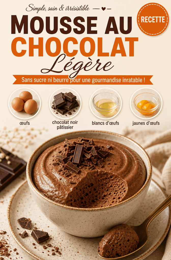Mousse au Chocolat Légère – Sans Sucre ni Beurre pour une Gourmandise Inratable !