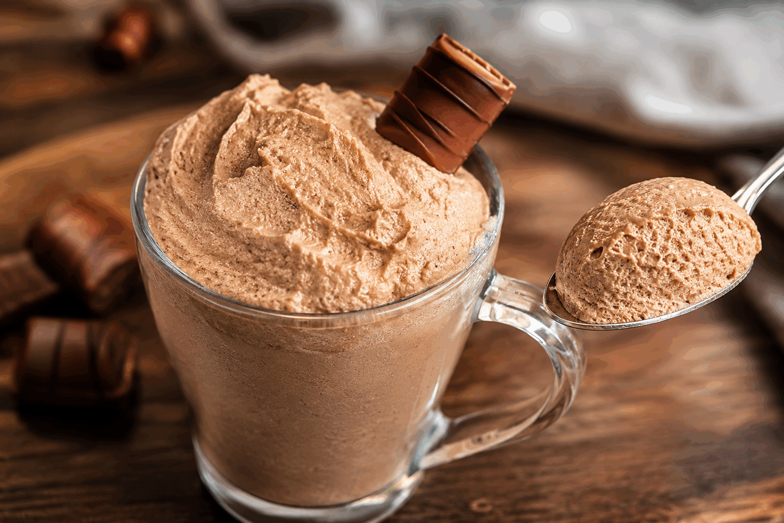 Mousse au chocolat Kinder en 2 ingrédients, sans œufs ni sucre ajouté, un vrai délice ! 🍫👌 Description Cette mousse au chocolat Kinder est une douceur légère et onctueuse, préparée en seulement deux ingrédients simples. Elle offre toute la gourmandise du célèbre chocolat au lait Kinder, sans œufs ni sucre ajouté, idéale pour les amateurs de desserts rapides et sains. Parfaite pour une pause gourmande ou en fin de repas, elle ravira petits et grands. Informations Temps de préparation : 10 minutes Temps de cuisson : 0 minutes Nombre de portions : 4 personnes Difficulté : Facile Ingrédients Pour la mousse 200 g de chocolat au lait Kinder 400 ml de crème liquide entière très froide (minimum 30% de matière grasse) Préparation Hachez finement le chocolat Kinder puis faites-le fondre doucement au bain-marie ou au micro-ondes par intervalles de 20 secondes, en remuant entre chaque jusqu’à obtention d’une texture lisse. Laissez tiédir. Montez la crème liquide bien froide en chantilly ferme à l’aide d’un batteur électrique. Attention à ne pas trop battre pour éviter de faire du beurre. Incorporez délicatement un tiers de la chantilly au chocolat fondu pour assouplir la préparation. Ajoutez ensuite le reste de chantilly en 2 fois, en soulevant la masse délicatement avec une spatule pour ne pas casser la mousse. Répartissez la mousse dans des verrines ou ramequins, puis placez-les au réfrigérateur au minimum 2 heures avant de servir pour qu’elle prenne bien. Astuces Utilisez un bol et des fouets bien froids pour monter la crème plus facilement. Choisissez un chocolat Kinder classique pour garder le goût authentique et la douceur caractéristique. Ne montez pas trop la crème, elle doit être ferme mais encore souple pour incorporer sans difficulté. Pour un dessert encore plus gourmand, ajoutez quelques éclats de noisettes ou pépites de chocolat en décoration avant de servir. Service Servez cette mousse au chocolat Kinder bien fraîche, accompagnée de quelques fruits rouges ou d’une feuille de menthe pour apporter une touche de fraîcheur. Ce dessert simple et rapide est idéal pour conclure un repas en toute légèreté ou pour une pause sucrée avec une bonne tasse de café ou de thé.