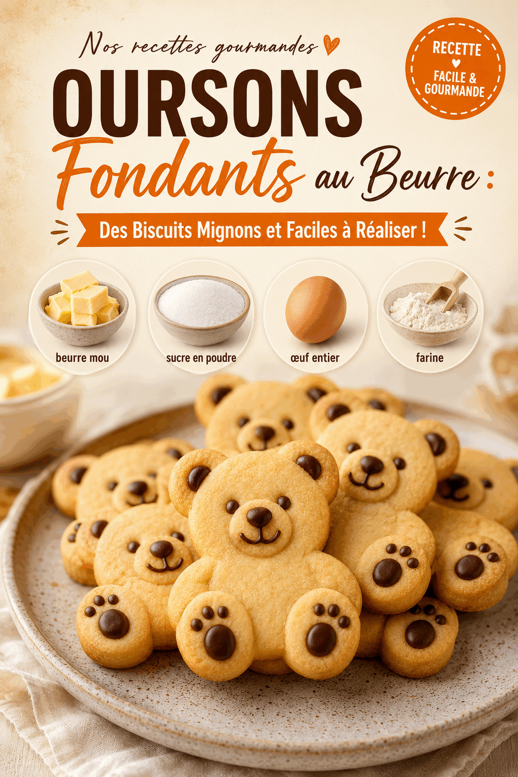 Oursons Fondants au Beurre : Des Biscuits Mignons et Faciles à Réaliser !