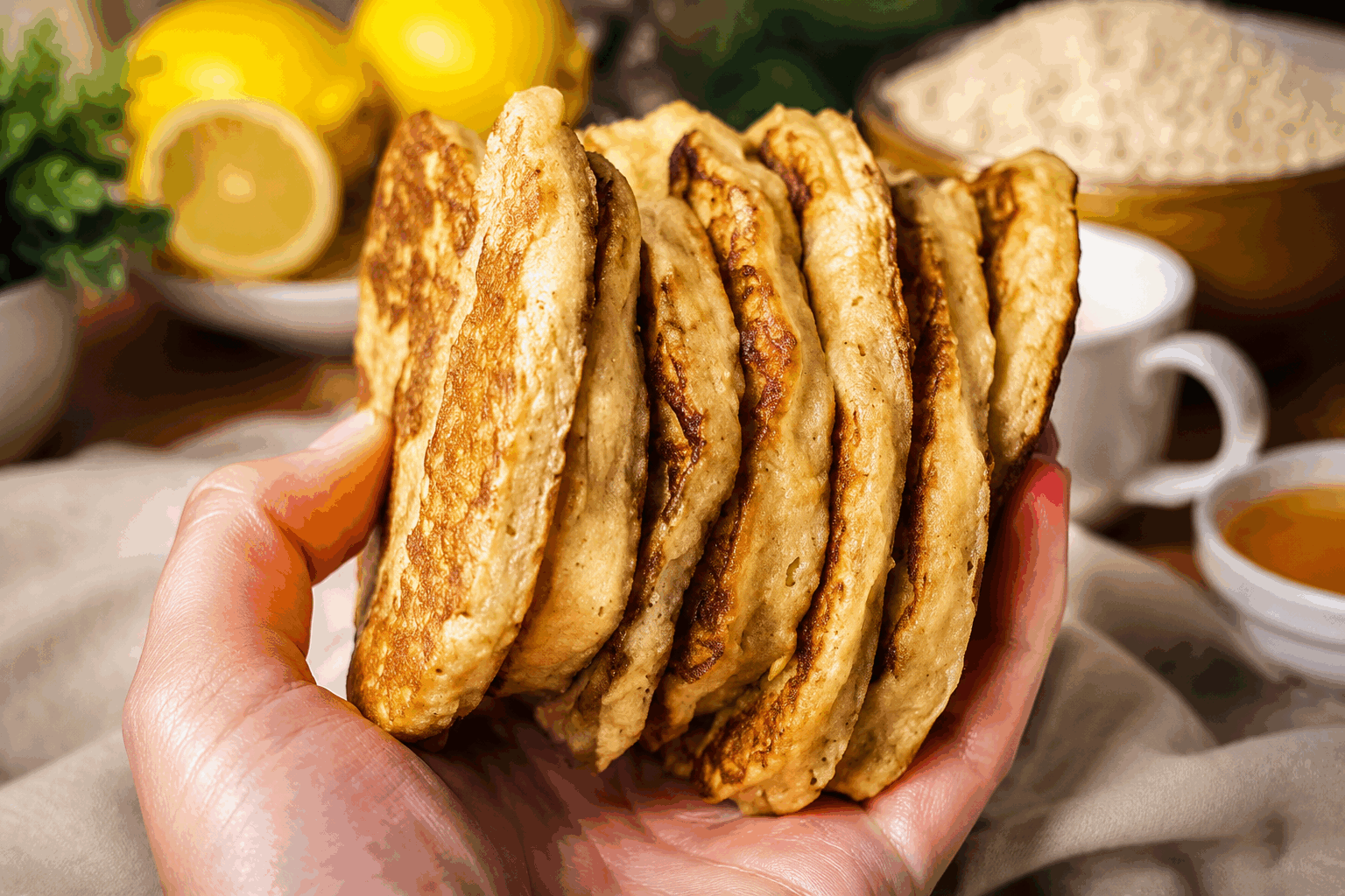 Pancakes sans farine ni œufs, prêts en 10 minutes, un petit-déjeuner sain et délicieux 🔥 Description Ces pancakes légers et moelleux sont parfaits pour un petit-déjeuner rapide, sain et gourmand. Sans farine ni œufs, ils conviennent parfaitement aux personnes intolérantes ou souhaitant éviter ces ingrédients. Leur saveur délicate et leur texture douce en font un vrai plaisir au réveil. Informations Temps de préparation : 5 minutes Temps de cuisson : 5 minutes Nombre de portions : 4 pancakes Difficulté : Facile Ingrédients Pour la pâte 120 g de flocons d’avoine sans gluten 1 banane mûre (environ 100 g) 200 ml de lait végétal (amande, soja, avoine...) 1 cuillère à café de levure chimique 1 cuillère à café d’extrait de vanille 1 pincée de sel 1 cuillère à soupe d’huile de coco (pour la cuisson) Préparation Mixez les flocons d’avoine dans un blender ou un mixeur jusqu’à obtenir une texture farine fine. Ajoutez la banane, le lait végétal, la levure chimique, l’extrait de vanille et le sel. Mixez à nouveau jusqu’à obtenir une pâte lisse et homogène. Laissez reposer la pâte 2 minutes pour que la levure commence à agir et que la texture s’épaississe légèrement. Chauffez une poêle antiadhésive à feu moyen et ajoutez un peu d’huile de coco. Versez une petite louche de pâte dans la poêle pour former un pancake. Laissez cuire environ 2 minutes, jusqu’à ce que des bulles apparaissent en surface. Retournez délicatement le pancake et poursuivez la cuisson 1 à 2 minutes de l’autre côté, jusqu’à ce qu’il soit doré. Répétez l’opération avec le reste de la pâte, en ajoutant un peu d’huile si nécessaire. Astuces Pour une version encore plus légère, remplacez la banane par de la compote de pommes non sucrée. Si la pâte est trop liquide, ajoutez un peu plus de flocons d’avoine mixés pour épaissir. Utilisez une poêle antiadhésive bien chaude pour éviter que les pancakes accrochent. Pour un goût plus gourmand, ajoutez une pincée de cannelle ou de zestes d’agrume dans la pâte. Service Servez ces pancakes chauds accompagnés de fruits frais (fruits rouges, tranches de banane), d’un filet de sirop d’érable ou de miel, et d’une cuillère de yaourt végétal ou de fromage blanc selon votre préférence. Parfaits pour un petit-déjeuner nourrissant et rapide avant une journée active.