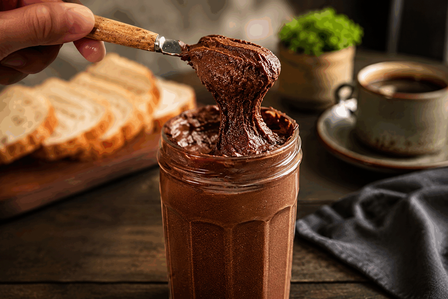 Pâte à tartiner maison prête en 5 minutes, sans sucre ni lait, un régal 😍 Description Cette pâte à tartiner maison est une alternative saine et gourmande, sans sucre ajouté ni produit laitier. Sa texture onctueuse et son goût naturellement sucré en font un plaisir à déguster à tout moment de la journée. Parfaite pour les petits-déjeuners ou les goûters, elle séduira les amateurs de recettes simples et rapides. Informations Temps de préparation : 5 minutes Temps de cuisson : 0 minute Nombre de portions : 6 portions Difficulté : Facile Ingrédients Ingrédients principaux 150 g de purée de noisettes non sucrée 2 cuillères à soupe d’huile de coco désodorisée 3 dattes Medjool dénoyautées 2 cuillères à soupe de cacao en poudre non sucré 1 cuillère à café d’extrait de vanille 100 ml d’eau chaude Une pincée de sel Préparation Place les dattes dénoyautées dans un bol et couvre-les avec l'eau chaude. Laisse-les tremper 5 minutes pour les ramollir. Dans un mixeur ou un blender, ajoute la purée de noisettes, l’huile de coco, le cacao en poudre, l’extrait de vanille, la pincée de sel ainsi que les dattes avec l’eau de trempage. Mixe le tout pendant 1 à 2 minutes jusqu’à obtenir une texture lisse, crémeuse et homogène. Arrête de mixer et racle les parois au besoin. Goûte et adapte la texture en ajoutant un peu d’eau si nécessaire pour obtenir la consistance souhaitée. Transvase la pâte à tartiner dans un pot hermétique et conserve-la au réfrigérateur. Elle se raffermit un peu en refroidissant. Astuces Privilégie des dattes Medjool bien moelleuses pour une douceur naturelle optimale. Utilise une purée de noisettes de qualité, non sucrée, pour un goût authentique. Pour une version encore plus gourmande, remplace l’huile de coco par de l’huile d’amande douce. Si tu souhaites une pâte plus sucrée, ajoute un peu de sirop d’agave ou de sirop d’érable, mais ce n’est pas obligatoire. Service Servez cette pâte à tartiner sur des tartines de pain complet, des crêpes ou des pancakes pour un petit déjeuner sain et gourmand. Elle est aussi délicieuse étalée sur des fruits frais ou ajoutée à des yaourts végétaux. Idéale pour un goûter rapide, elle plaira aussi bien aux enfants qu’aux adultes.